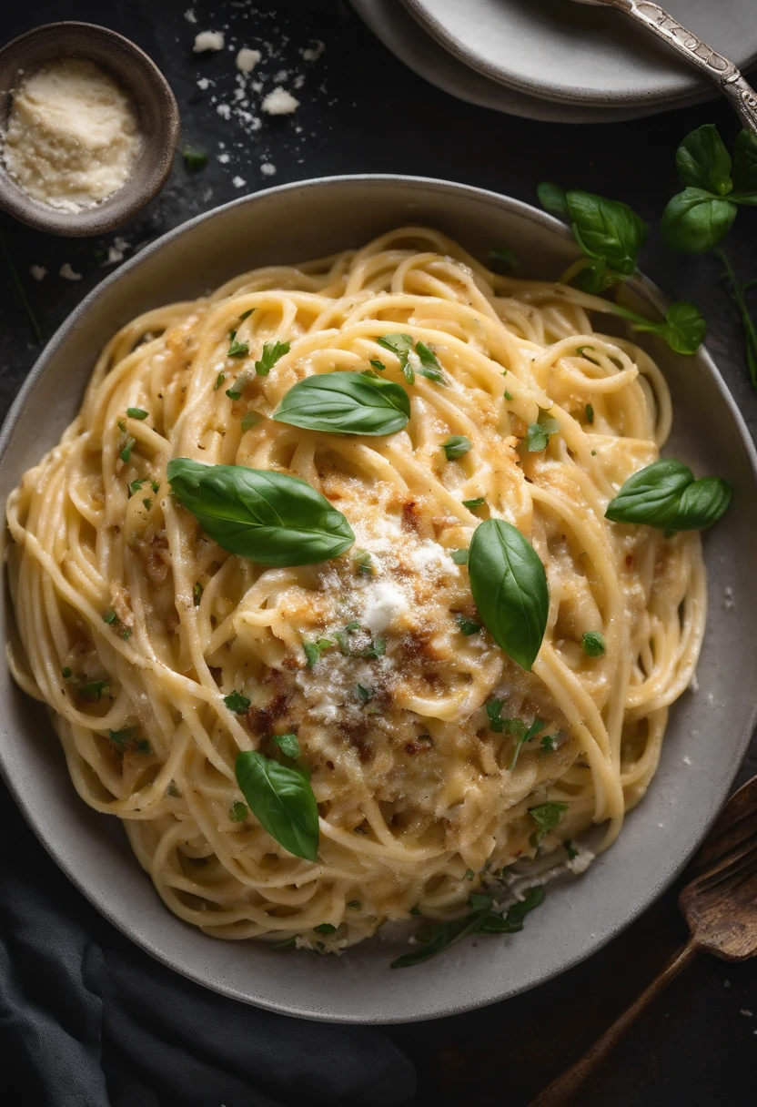 Spaghetti Carbonara with Ricotta and Parmesan