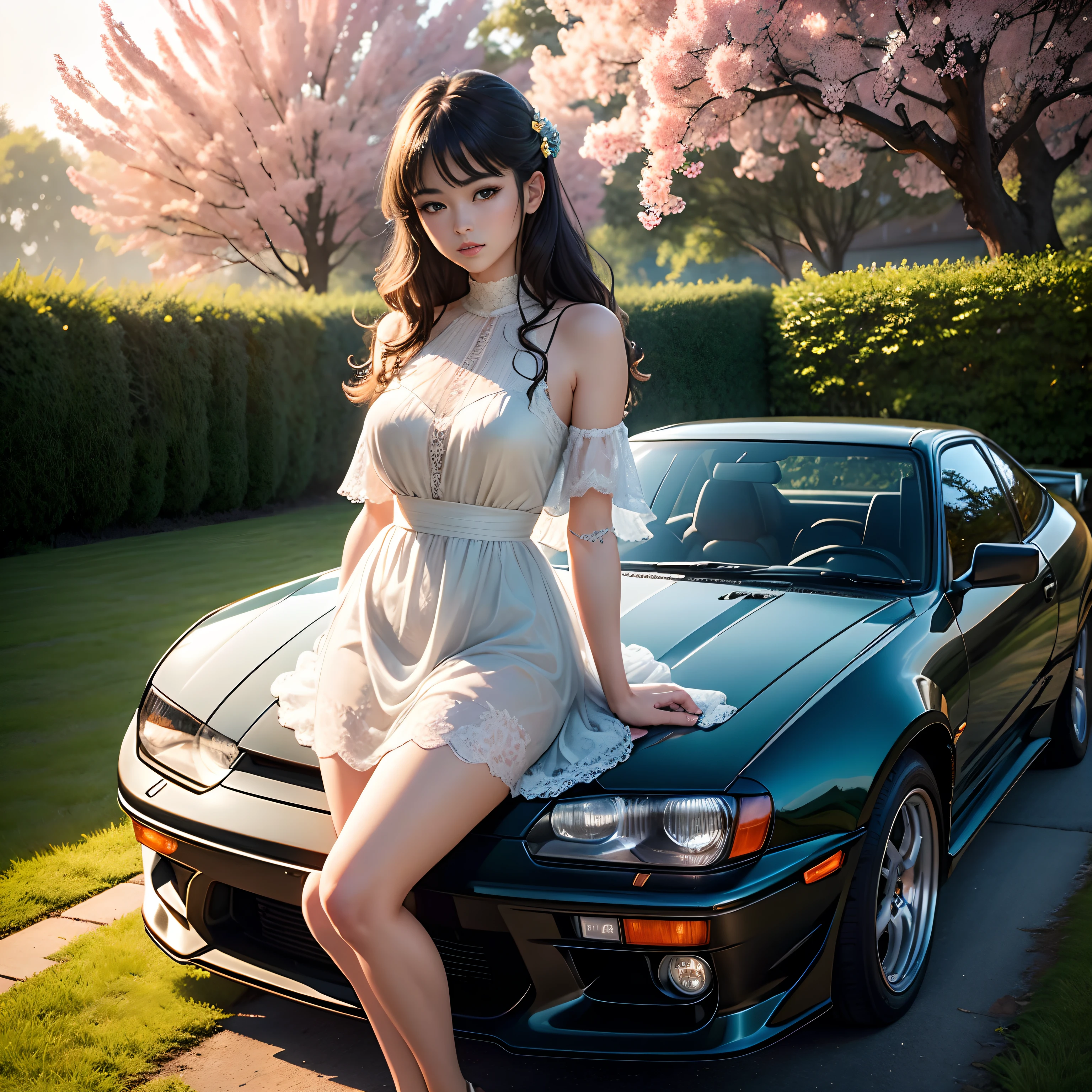 There is a beautiful and detailed illustration of a girl in the garden. Girls are sexy and seductive, (Completely naked:1.0)、(show me your nipples)、(huge breasts:1.4)、(toplesicro Bikini Panties)、((knee high socks))、、Detailed eyes and beautiful, lip details. laughter、She had a calm expression and、、、、. The garden is full of life, 咲く花とrich green. wood々sunlight shining in from between, cast a warm glow on the scene. アートワークはhighest qualityです, super detailed and realistic details. The colors are vivid、The lighting is softly lit, create a dreamy atmosphere.
moreover, Near the blue Toyota 86:(1.2) Parking is open. 車はなめらかでSporty designです, 象徴的なPop-up headlights付き. It has been meticulously rendered, Sharp focus and precise proportions. The car stands out against the background of nature, Add an element of excitement and movement to your scene.
whole, Artwork captures the essence of the picturesque garden, Combines the beauty of nature with the elegance of 86. It is a masterpiece that shows the harmony between man-made creations and the natural world.
(highest quality, super detailed, realistic:1.37), garden, detailed girl,、mini skirt, beautiful eyes, lip details, vivid flowers, rich green, sunlight, toyota 86, Sporty design, Pop-up headlights, sharp focus, like a painting, harmonious.
