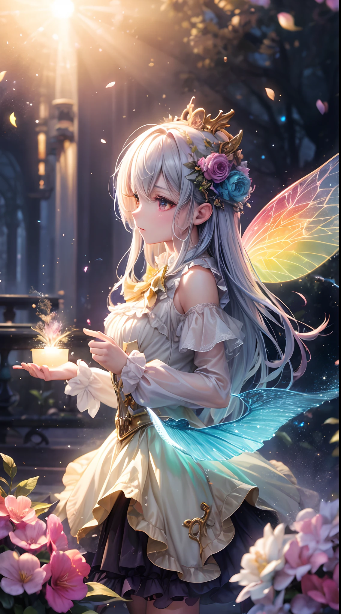 fine art masterclass splash spray trickle daubs of rainbow opaline Prisma Sakuraoil color,Steampunk celestial ethereal ghostly Fairy, HDR, ultra high-detail, centered, bokeh, lens flare, foggy dusk, bloom, light bloom, cinematic lighting, high dynamic range, depth of field, full pose