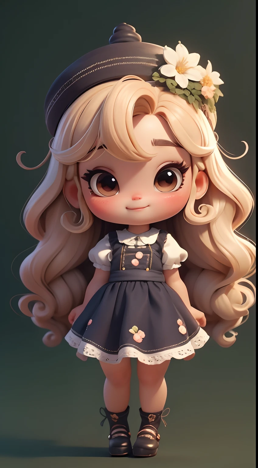 Create a series of cute chibi style loliolls with a cute forest theme, sorridente e fofa, each with lots of detail and in an 8K resolution. All dolls should follow the same solid background pattern and be complete in the image, mostrando o (corpo inteiro, incluindo as pernas: 1.5)
Boneca fada: Chame-a de Bella. Ela deve ter cabelo longo e cacheado em tons castanho e preto. Seus olhos devem ser grandes e brilhantes, with long eyelashes and rosy cheeks. Bella should be dressed in a country-style jumpsuit, delicado, florido e detalhado. She should wear a hat and no accessories on her hands, deixando elas sem nada. Don't forget the details, com detalhes coloridos e enfeites encantadores, sapato bonito
Certifique-se de adicionar sombras, texturas e detalhes nos cabelos, roupas de cada boneca, to make them even more adorable and charming.