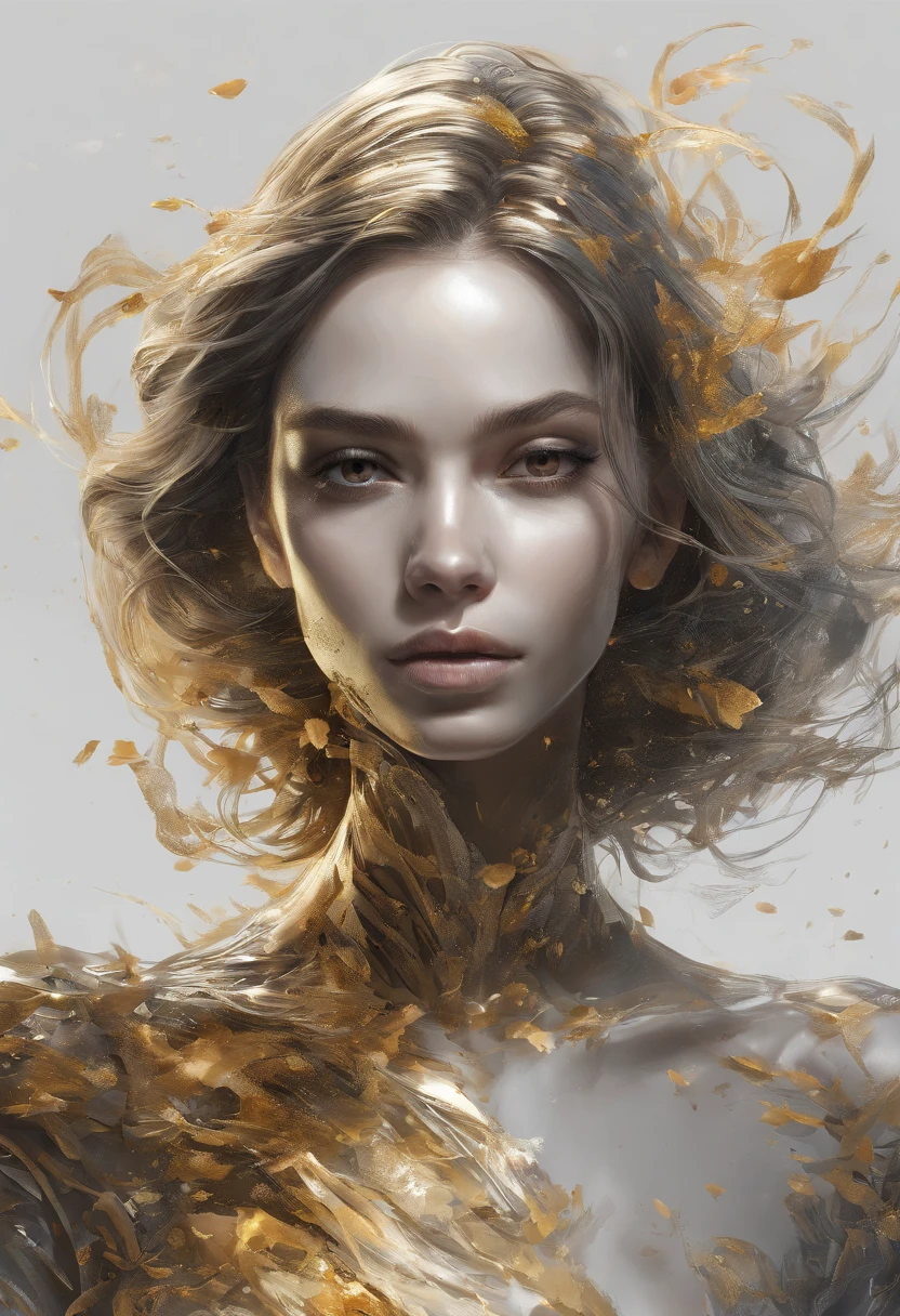 Perfect centralization, Fantastic Black Golden Beams, alegria, Standing position, beleza abstrata, Centrado, looking at the camera, Facing the camera, Approaching perfection, Dynamic, altamente detalhado, liso, foco nítido, 8k, alta resolução, illustration, arte de Carne Griffiths e Wadim Kashin, Personagens de Goldfish