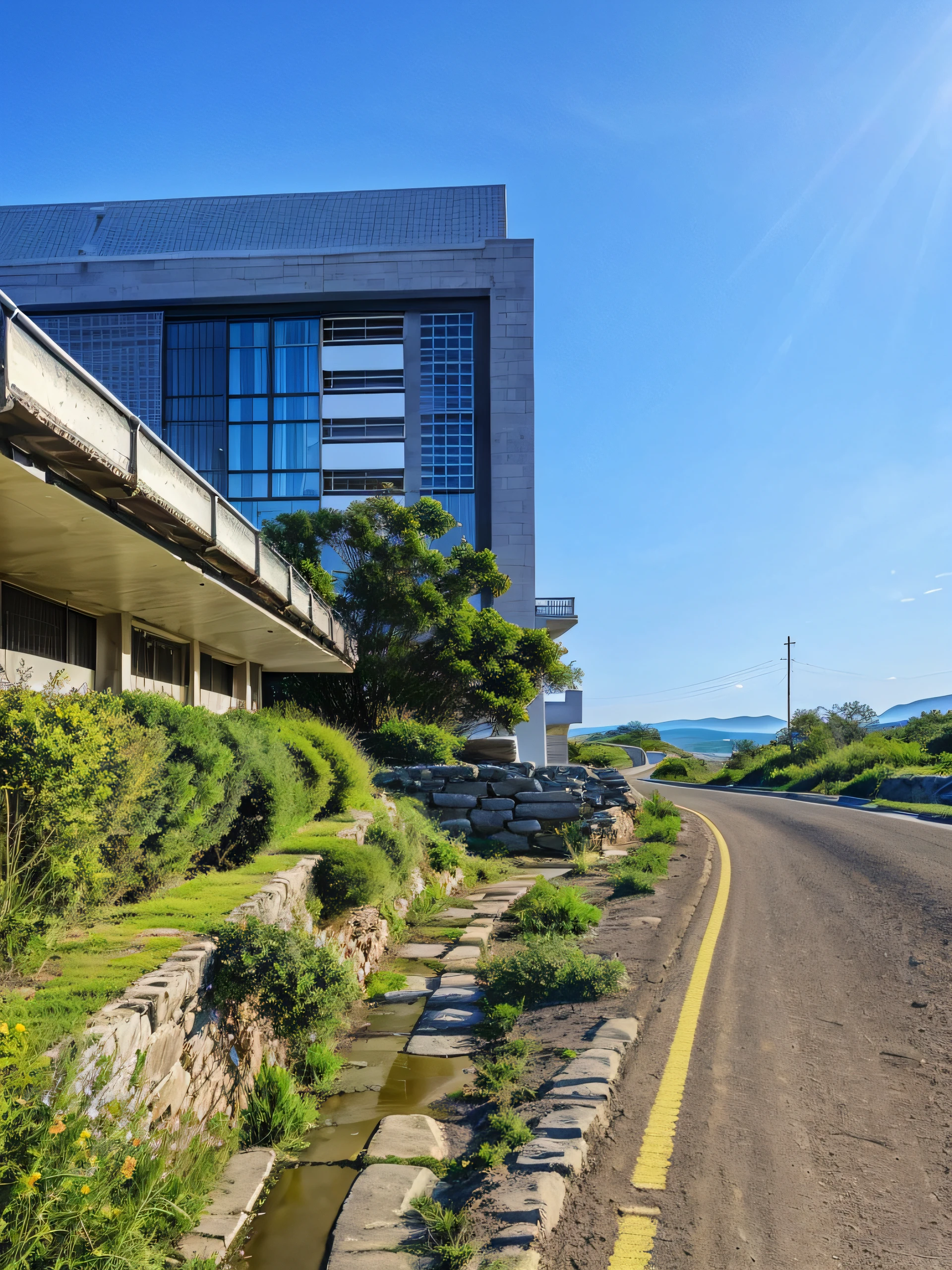 Image of a long and winding road,Bright light leading to the horizon,bright morning,suns rays