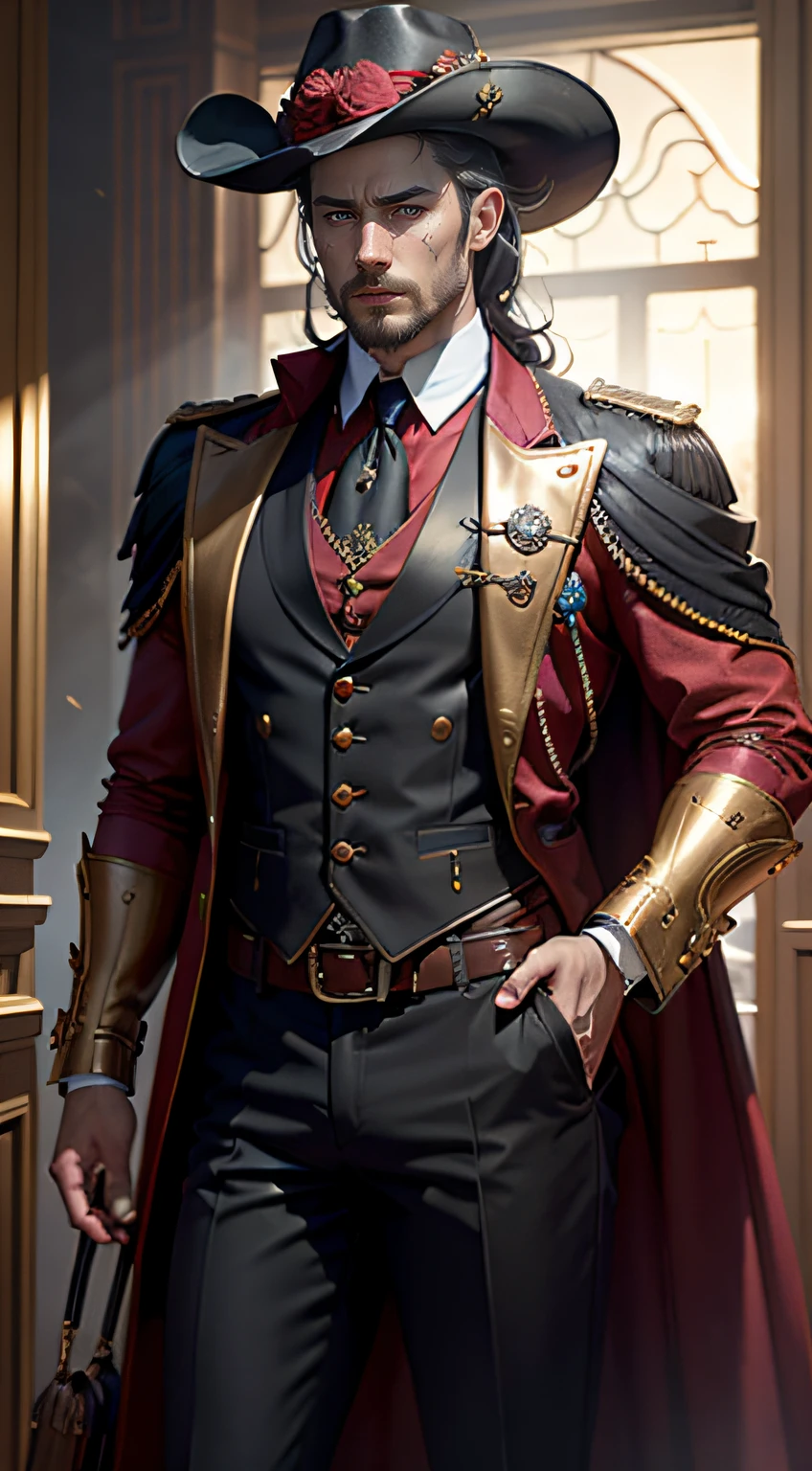(Numerous award-winning masterpieces, with incredible detail, textures and maximum detail), (hyper realistic:1.4), (realistic:1.3), ((extreamely realistic man face features)), (best quality real texture skin), (Pale face:1.8), ((fine circular glowing red eyes: 1.2)), (serious face), fantasy, ((dramatic photo)), ((dynamic photo)), highly detailed, ultra-realistic, intricate details, painting (artwork), ((masterpiece,best quality)), hyper realistic, dark fantasy , epic realistic, faded, ((neutral colors)), art, (hdr:1.5), (muted colors:1.2), hyper detailed, (art station:1.5)