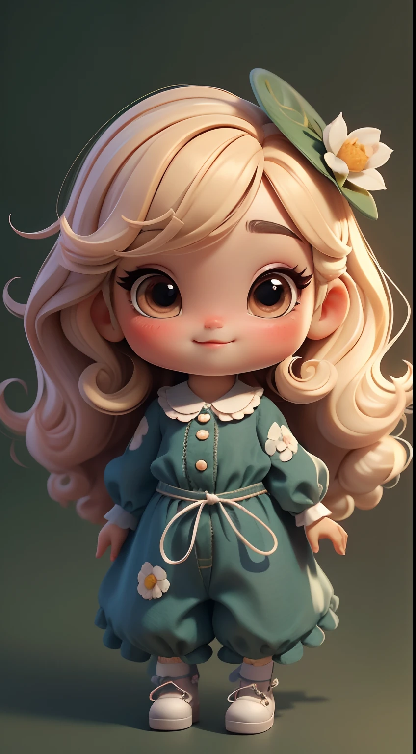 Create a series of cute baby chibi style loli dolls with a cute forest theme, sorridente e fofa, each with lots of detail and in an 8K resolution. All dolls should follow the same solid background pattern and be complete in the image, mostrando o (corpo inteiro, incluindo as pernas: 1.5)
Boneca fada: Chame-a de Bella. Ela deve ter cabelo longo e cacheado em tons castanho e preto. Seus olhos devem ser grandes e brilhantes, with long eyelashes and rosy cheeks. Bella should be dressed in a country-style jumpsuit, delicado, florido e detalhado. She should wear a hat and no accessories on her hands, deixando elas sem nada. Don't forget the details, com detalhes coloridos e enfeites encantadores, sapato bonito
Certifique-se de adicionar sombras, texturas e detalhes nos cabelos, roupas de cada boneca, to make them even more adorable and charming.
