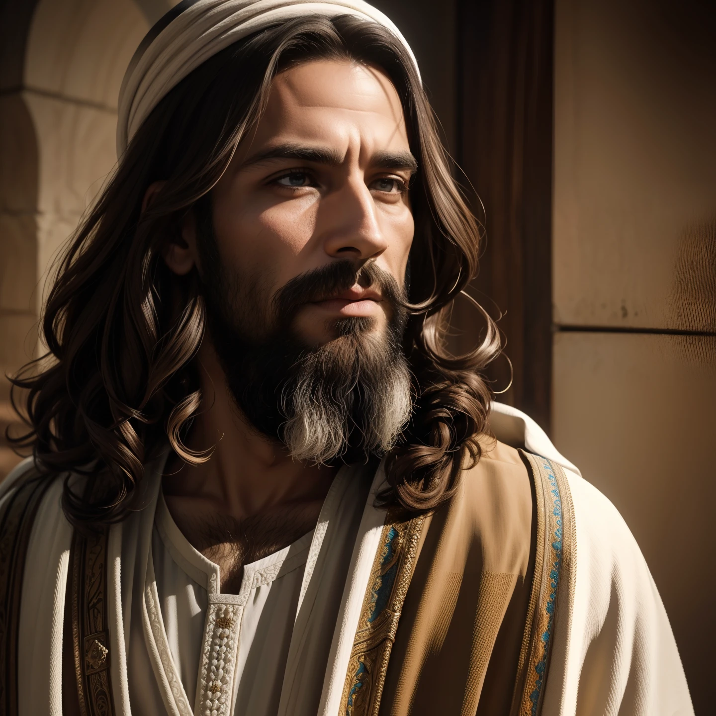 FAITH IN GOD, Jesus Cristo, Cristo Jesus, messias, prayers to God, Deus, heavens, celestial, Olho realista, olhos detalhados, olhar piedoso, Olhar forte, Rosto detalhado, boca normal, boca detalhada, renderizado, fotorrealista, Ultra HD | | |, 4k, texturas detalhadas, cores detalhadas, Sombras realistas, sombras detalhadas, Cristo, decente, long tunic, Moving prayer, barba grande, Barba Judeu, exciting prayer, Praying with emotion, peace of mind, floresta nas montanhas, palmeiras, Homem, macho, Jesus, Iesus, Messias de Israel, hebraico, cores detalhadas, nitidez detalhada, Ultra HD | |, Texturas realistas, contraste detalhado, 8k, sem turbante, without a hat, Decent robe, roupa bem comportada, hebreu, ultrahd 8k, High Quality, fotorrealista, fotorrealismo, barba cor uniforme, natural