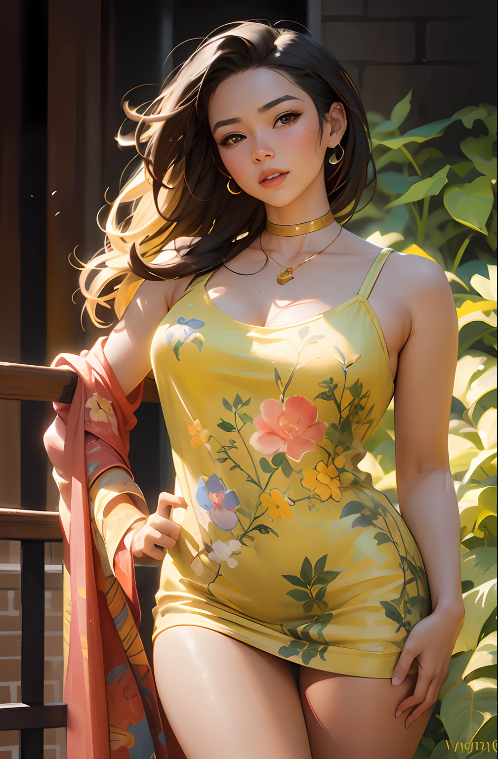 Asian woman in a yellow dress posing for a photo, Obras de arte al estilo de Guweiz, Tendencias en CGVatstation, 🌺 CGSociety, Ross Tran 8 K, Hermosa pintura de personajes, Modelo IG | Artgerm, Artgerm y Atey Ghailan, Render fotorrealista de Anime Girl, Hermosa obra de arte digital, Arte detallado del anime digital