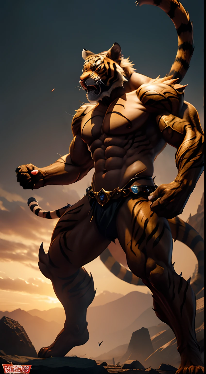 Fighting Gem Demon Creature,Tiger Parts、Full body,Anthropomorphic tiger、Feminine body、cruel、wicked、Realistic Digital, Humanoid、Convoluted, epicd, Dramatic, masutepiece, high detailing, Best Quality, 超A high resolution、Horror movie lighting