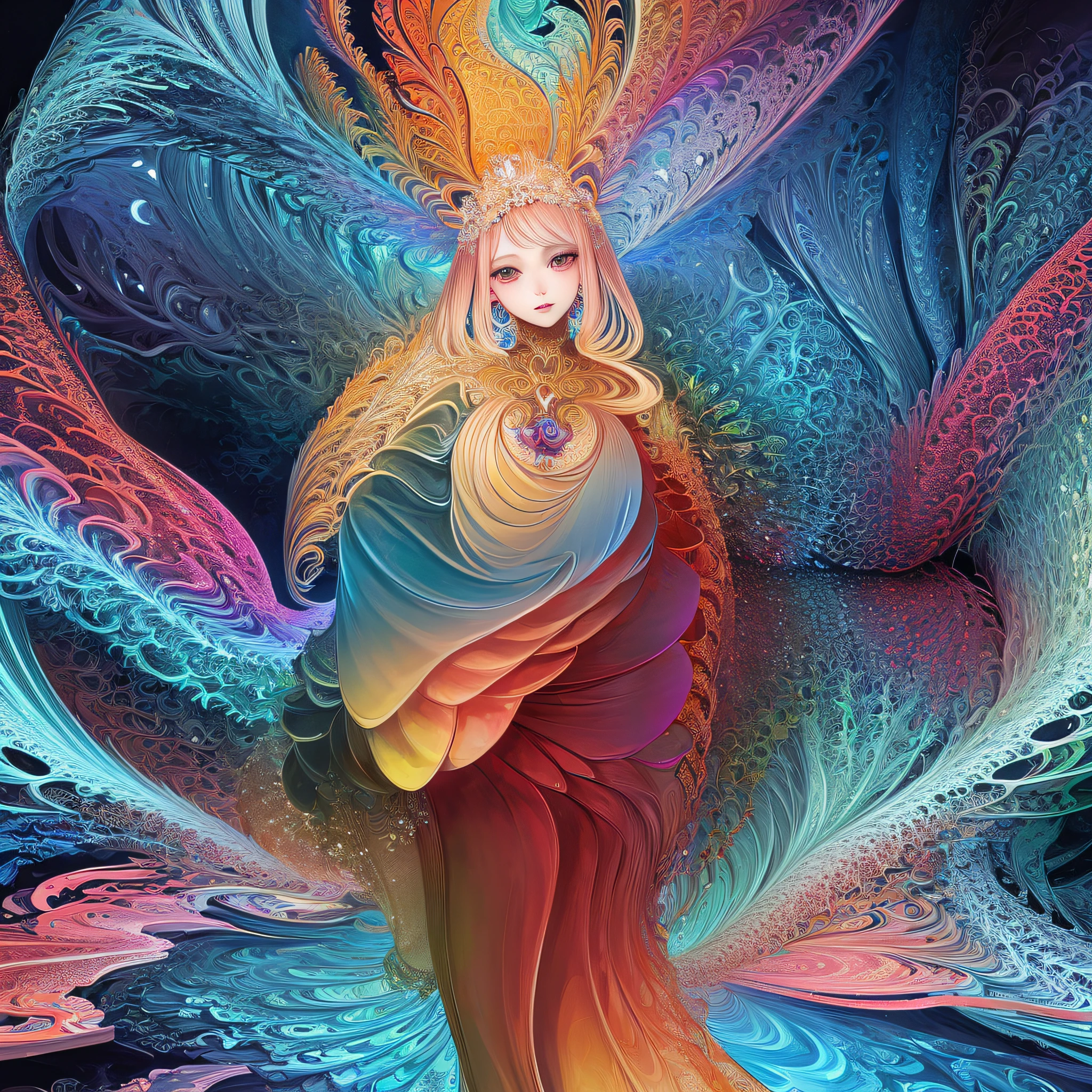 (masutepiece, Superior Quality, Best Quality, Official art, Beautiful and aesthetic: 1.2), (1girl in:1.3), Extremely detailed,(Fractal Art:1.3), Colorful, more detailed. (Size: A4)