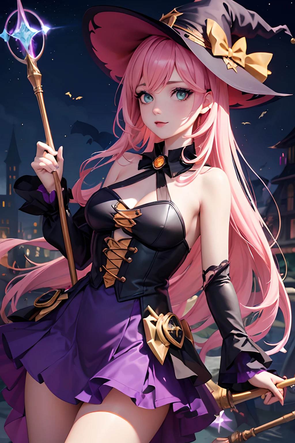 (((wizard girl, gothic style girl, wet girl))),(Two-toned hair with pink and light blue tips),(hair, realistic:1),She has long eyelashes that add to her captivating appearance, green eyes, medium and pointy breasts,(soft breasts),arms behind back, spread legs,(((girl dressed as a magician,micro skirt,cute gothic fashion))),(((white side-tie panties))),midriff peek,(garter belt,Stockings),sweat, steam,dark forest,{{{best quality, very aesthetic, ultra-detailed, extremely detailed}}}, perfect anatomy}}}, {{{{{{{{{{game cg}}}}}}}}}}, interspecies, beautiful detailed, vector trace, 8k, insanely detailed and intricate, best quality, amazing quality, very aesthetic, absurdres,(on tentacle pit),(((tentacles))),Gothic Choker with chains,thighlet,(Wizard's hat),holding shining sword