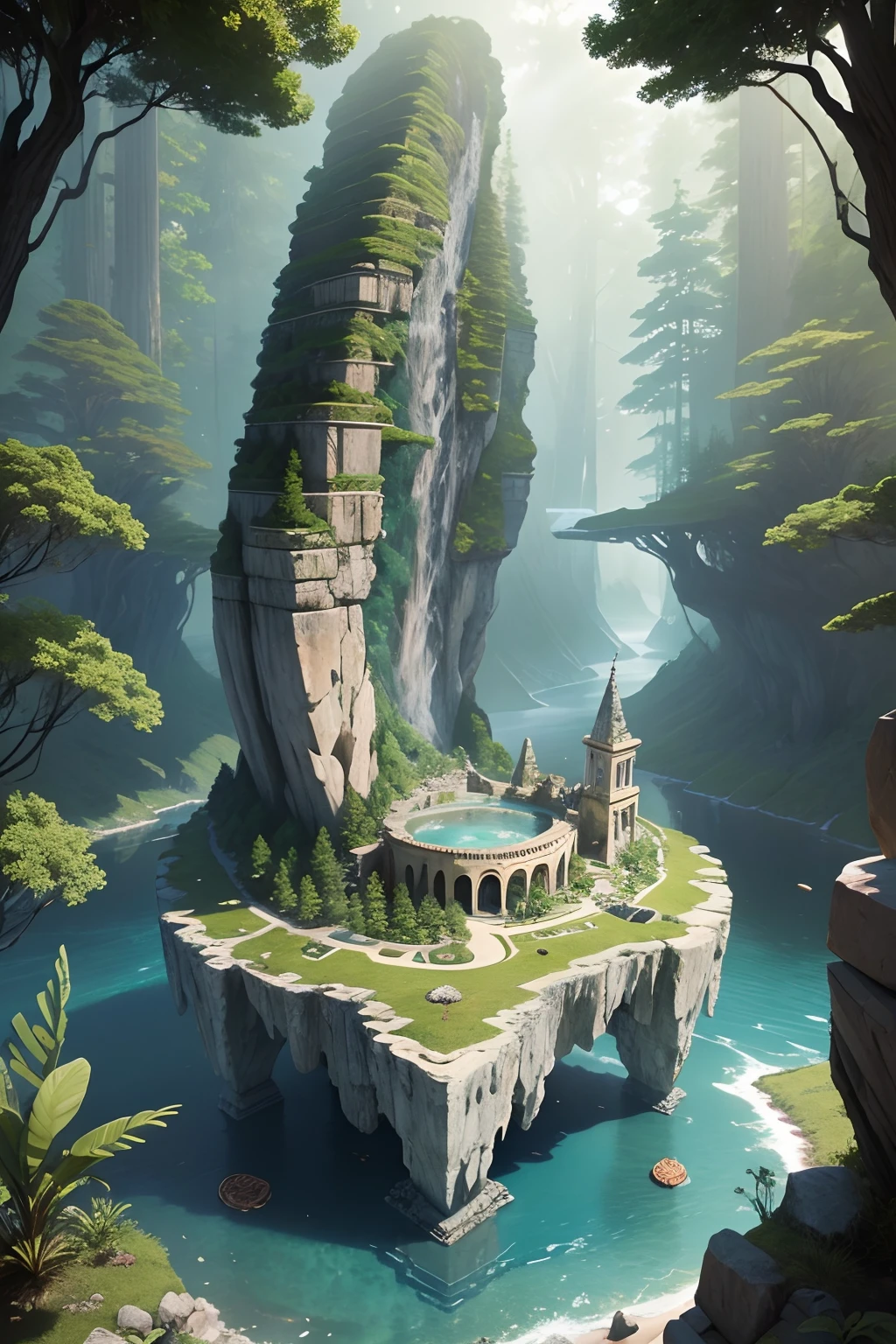 Exquisite, detailed art from the ancient lost continents of Atlantis, Lemuria and Mu,desde montanhas, Forests and forks, Perfect 3D cartographic scenery