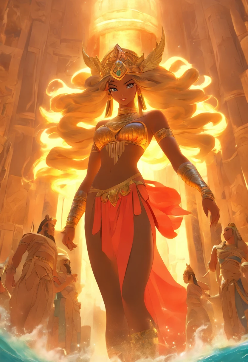 (((SEX GODDESS))) best quality, ultra-high resolution, 4K detailed CG, master piece,ASTARTE,woman,short hair,moon adornment,earrings,necklace,Phoenician clothing,Phoenician mythology,Phoenician temple,(( close to the camera)), Phoenician painting style, aesthetics, Beautiful image, depth of field, centered on the canvas