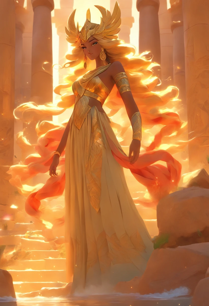 (((Phoenician Goddess))) best quality, ultra-high resolution, 4K detailed CG, master piece, ASHERAH, goddess of motherhood, a mountain, Phoenician clothing, Phoenician mythology, Phoenician temple, ((close to camera)), Style of Phoenician painting, aesthetics, Beautiful image, depth of field, centered on the canvas