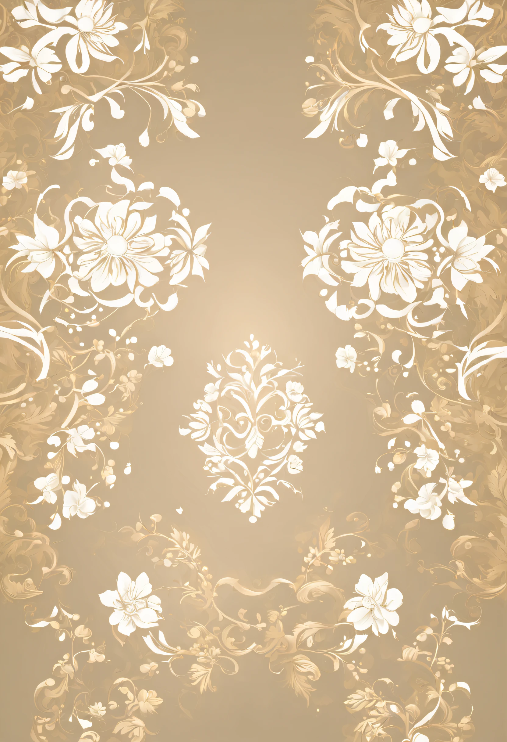 Make me a very detailed and elegant wedding background design without color gradations. This design will be used as a background for [specify use, for example, pre-wedding photos, wedding invitations, or promotional media]. Here is a guide to the design Traditional Motifs and Elements: Include common wedding motifs, such as beautiful flowers, leaves, wedding ornaments, or other traditional elements that fit the wedding theme Meticulous Details: Pay extra attention to details such as the texture of the flowers , folds of fabric, or other decorative elements. Ensure that each element has maximum clarity and precision. Beautiful Layout: Arrange the elements carefully to create a beautiful, balanced layout. Focus on an interesting composition and ensure that the background supports the main subject without being too busy, Solid and Classic Colors: Use solid colors that are elegant and classic, for example, white, gold, or silver. Make sure that these colors give a luxurious impression and match the wedding atmosphere. Texture and Lines: Use texture and line techniques to add dimension to the design. Emphasize details with sharp lines and interesting texture elements and ensure very high resolution for sharp results.