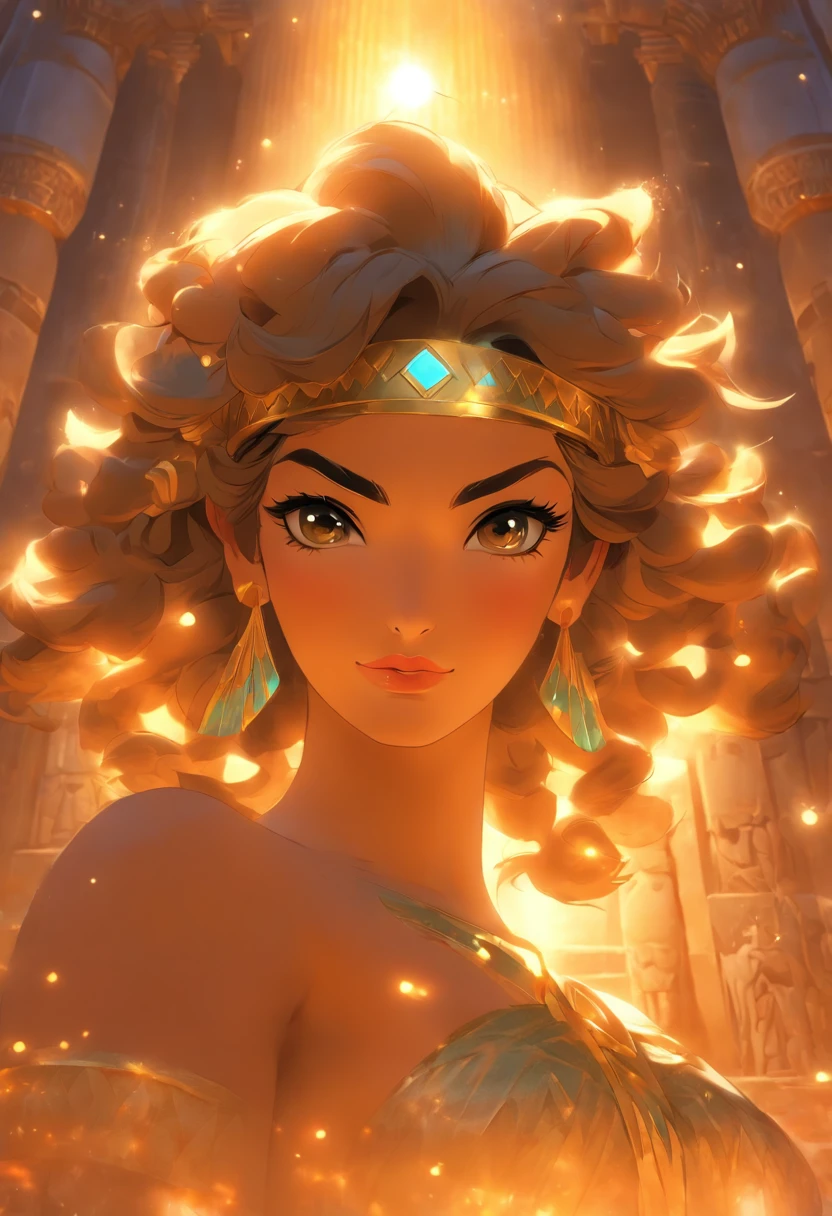 (((Phoenician SEX GODDESS))) best quality, ultra-high resolution, 4K detailed CG, master piece, ASTARTE, Phoenician woman, short hair, makeup eyes, waning moon diadem, earrings, necklace, Phoenician clothing, Phoenician mythology ,((Persian tiara)),Arabic painting style, aesthetics, Beautiful image, depth of field, centered on the canvas