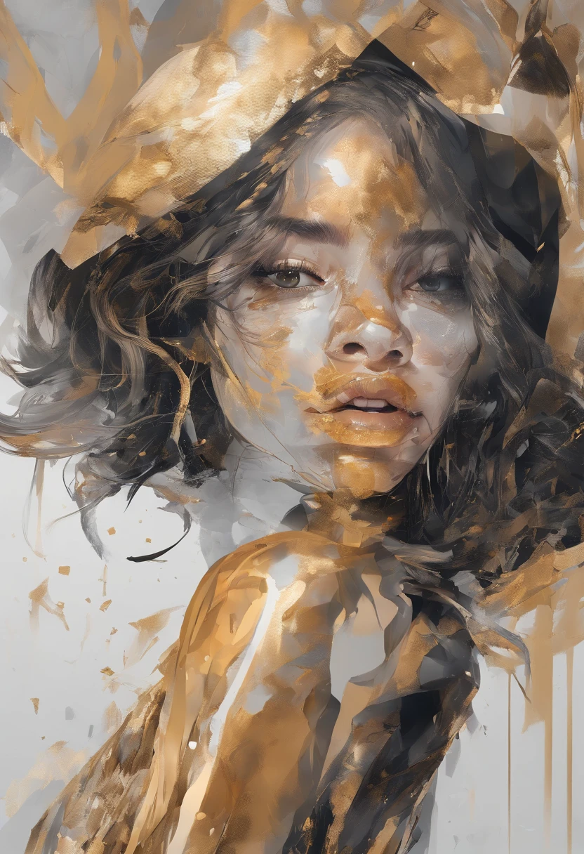 Perfect centralization, Fantastic Beams Golden Black Fantastic, alegria, Standing position, beleza abstrata, Centrado, looking at the camera, Facing the camera, Approaching perfection, Dynamic, altamente detalhado, liso, foco nítido, 8k, alta resolução, illustration, arte de Carne Griffiths e Wadim Kashin, modelo do instagram foxbeatriz, feixes laranja, feixes pastel, rosto realista, Girl with fit athletic physique, vestido preto, vestido justo, biting lips, extremamente detalhado,