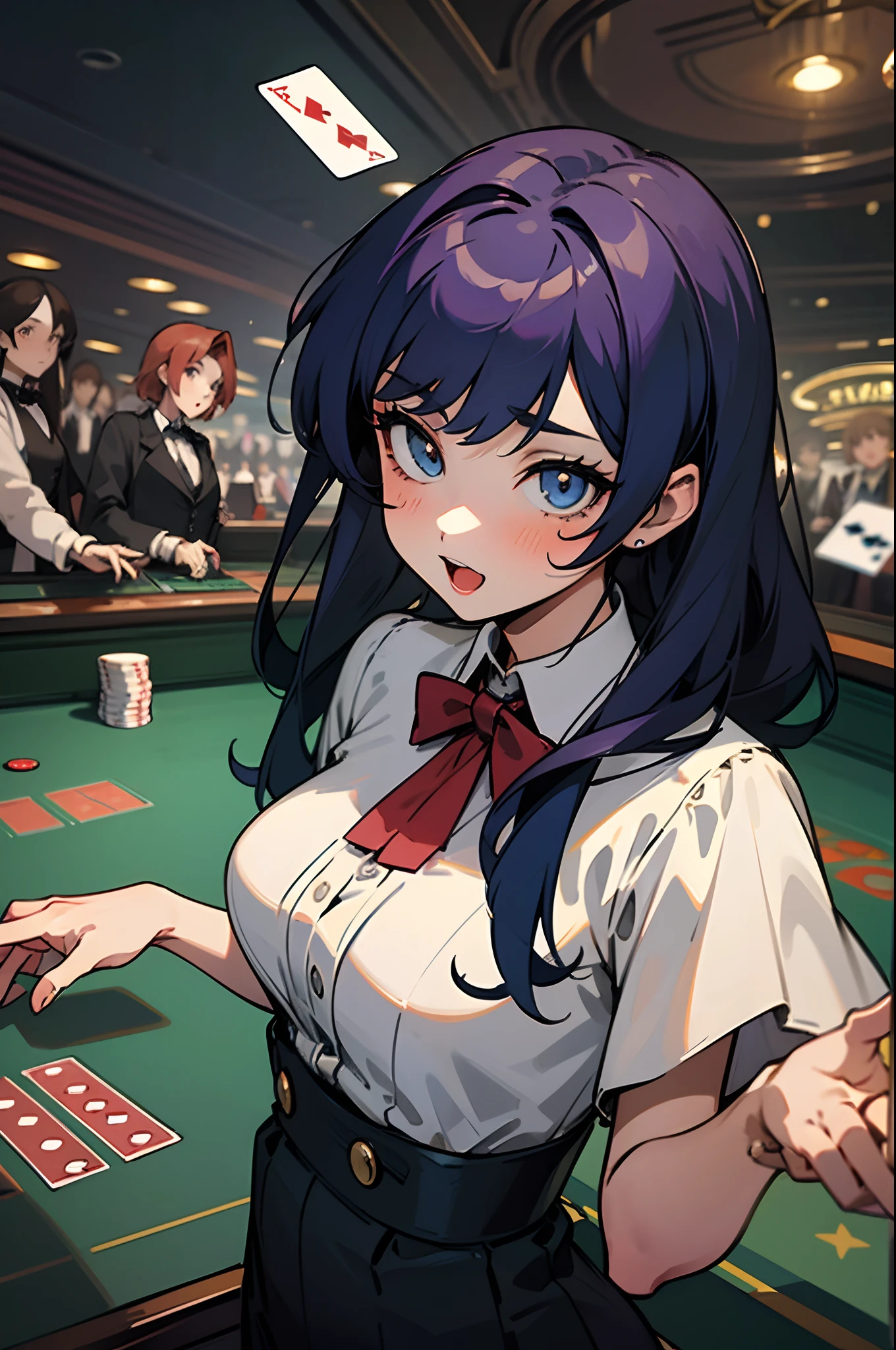 Highest quality,masterpiece,casino,Bitch,tits,Pussy,laughing,Bunny headband,Showing off her body,Completely naked,Urinating