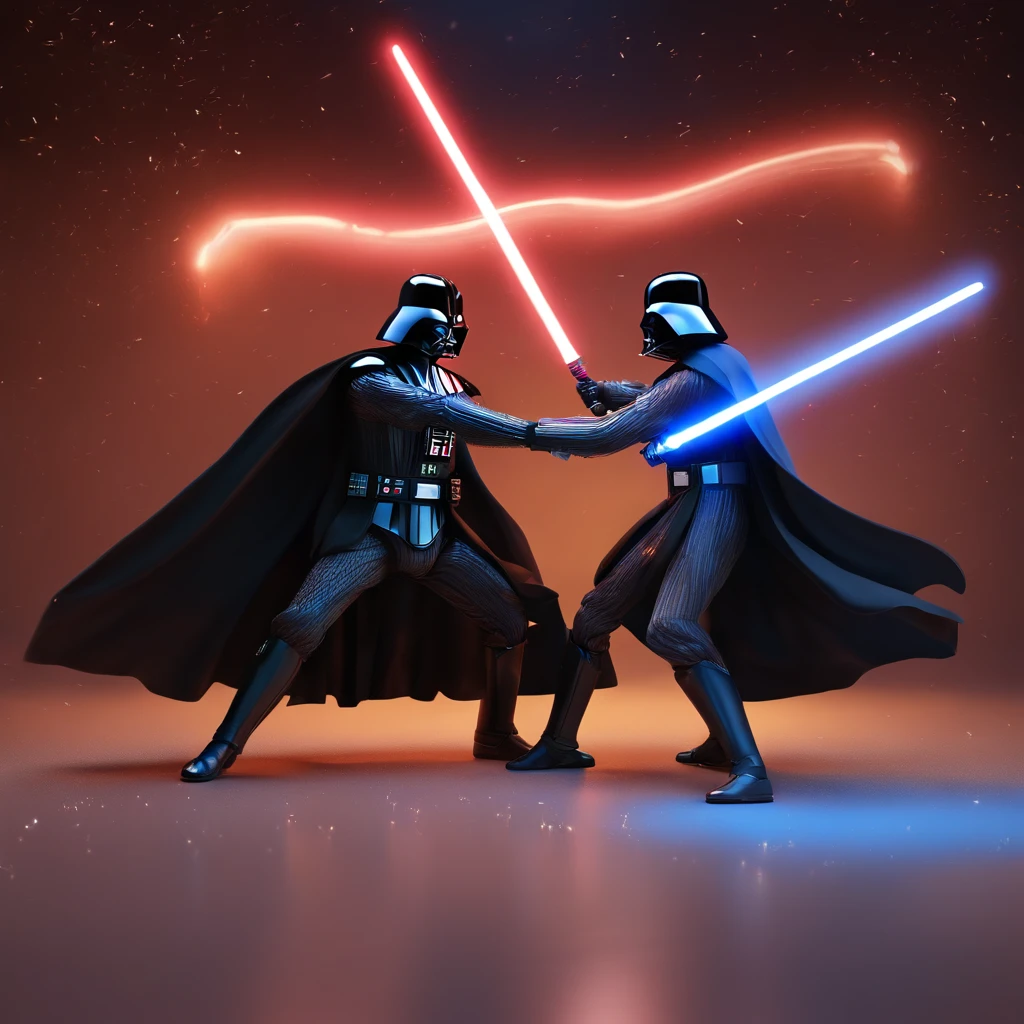 darth vader fighting obi wan with lightsaber