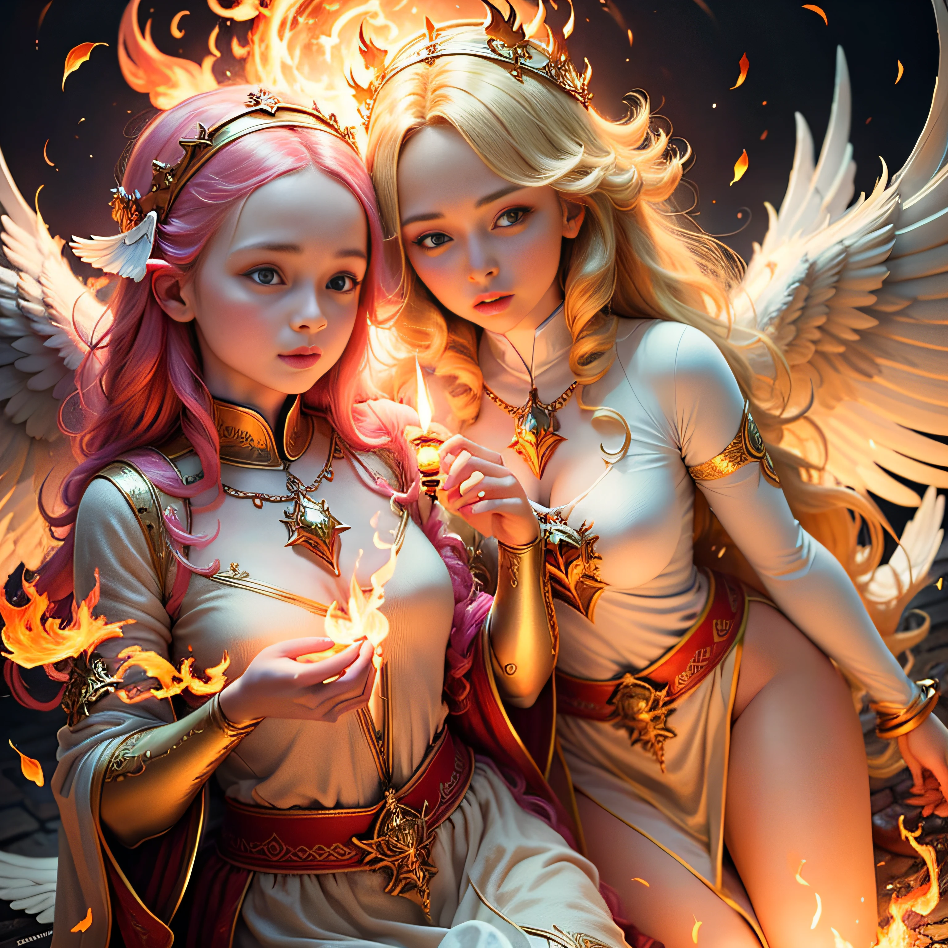 Guardian Angel and Divine Flame, Amazingly impactful images, Highly detailed and impeccable, 4K resolution --auto