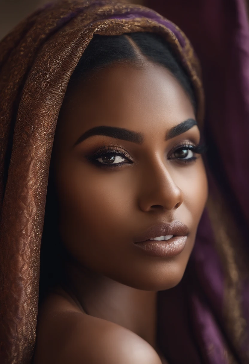 Arafed woman completely , Femme africaine,fille sexy aux yeux bruns, ultra realist, Meticulously detailed, Portrait Sophie Mudd, cheveux bruns et grands yeux, Selfie of a young woman standing, Dubai Eyes, Violet Myers, sans maquillage, maquillage naturel, looking straight at camera, Visage avec Artgram, Maquillage subtil, Great photo of the whole body kneeling on the bed, dans la chambre, Medium to large bust