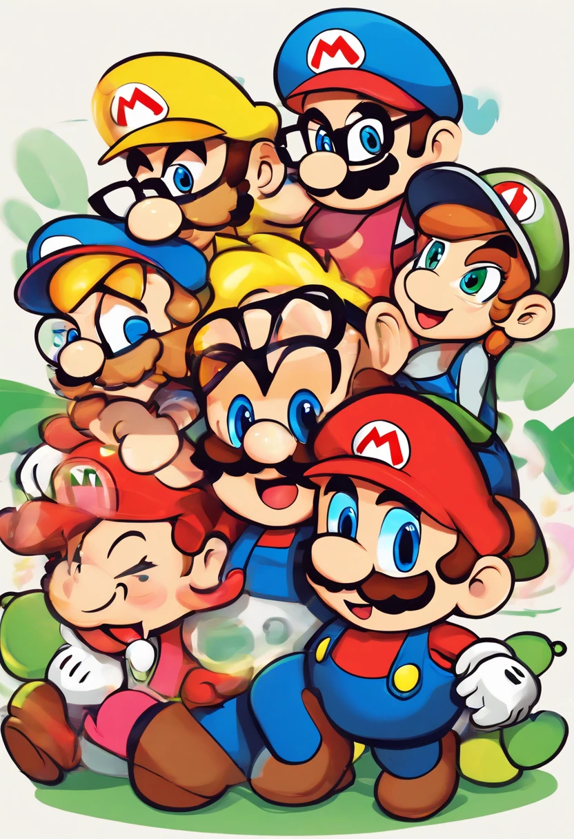 Create a scene where a group of friends are hugging each other warmly, Everyone wearing glasses and expressing happiness.