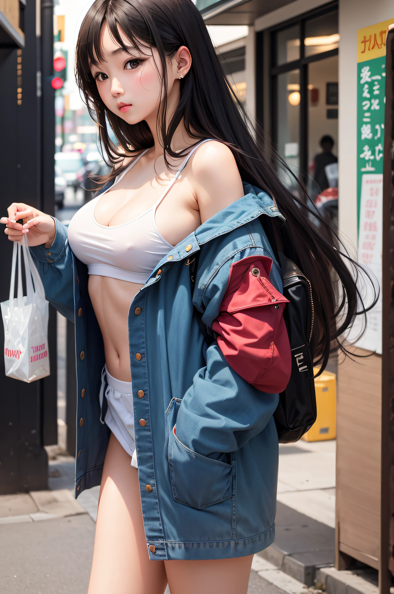 takeout、girl with、lightly dressed