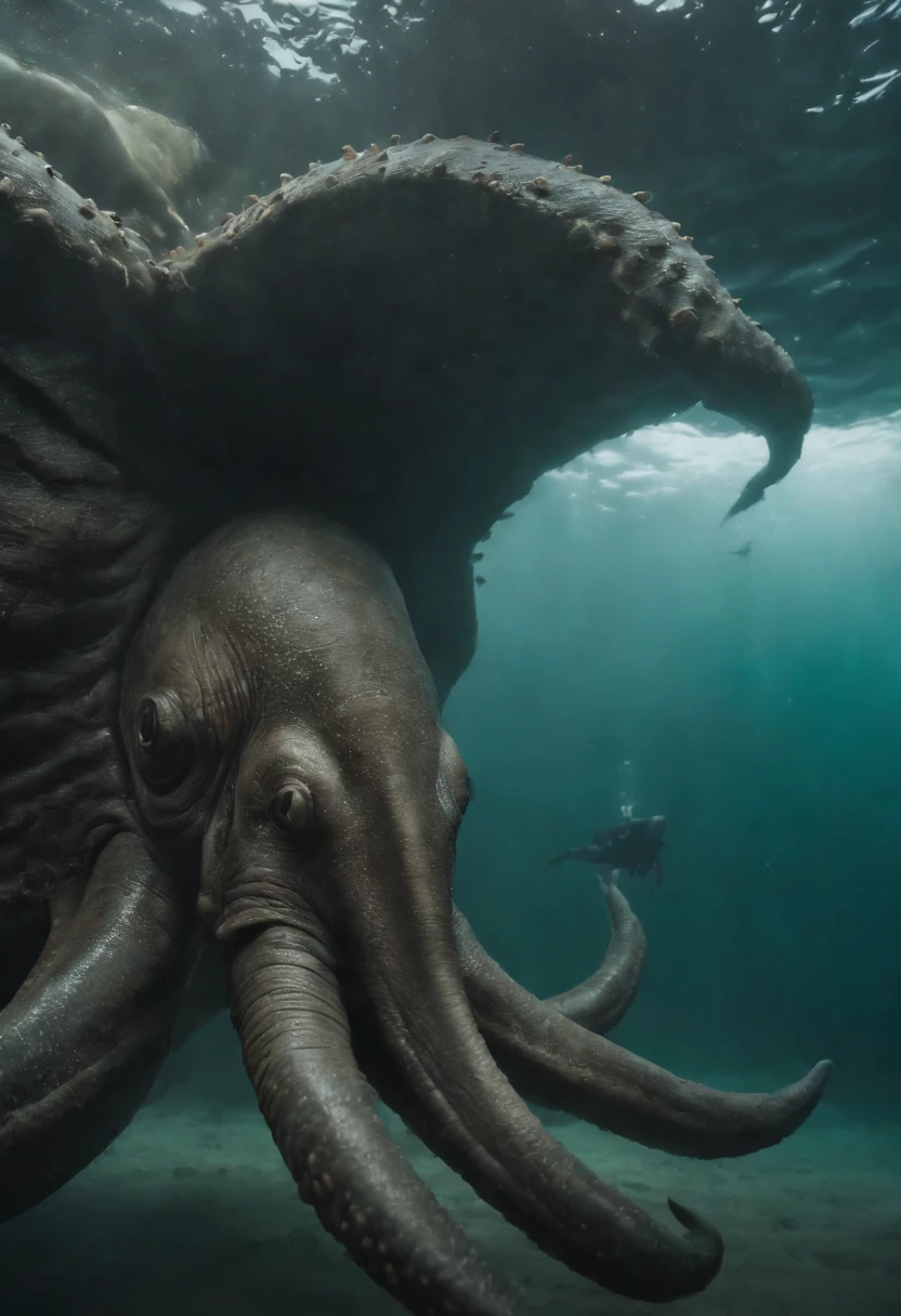 8k, Super Detalhe, ccurate, best quality, master part, Super Detalhe, Detalhes altos, alta qualidade, best quality, A high resolution
,nigth,Escura,Raiden,Cthulhu,monstro,peixe,Tentaculata,The whole body is the eyeball,Black Sea Water,recife,mar de swell