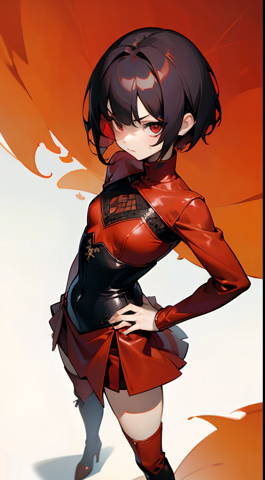 Megumin, six pack abs, muscular arms, red sports bra, black sports leggings, hair short, gym, big breasts, Bodybuilder Girl, perfect abs, six pack abs, perfect body, posing
