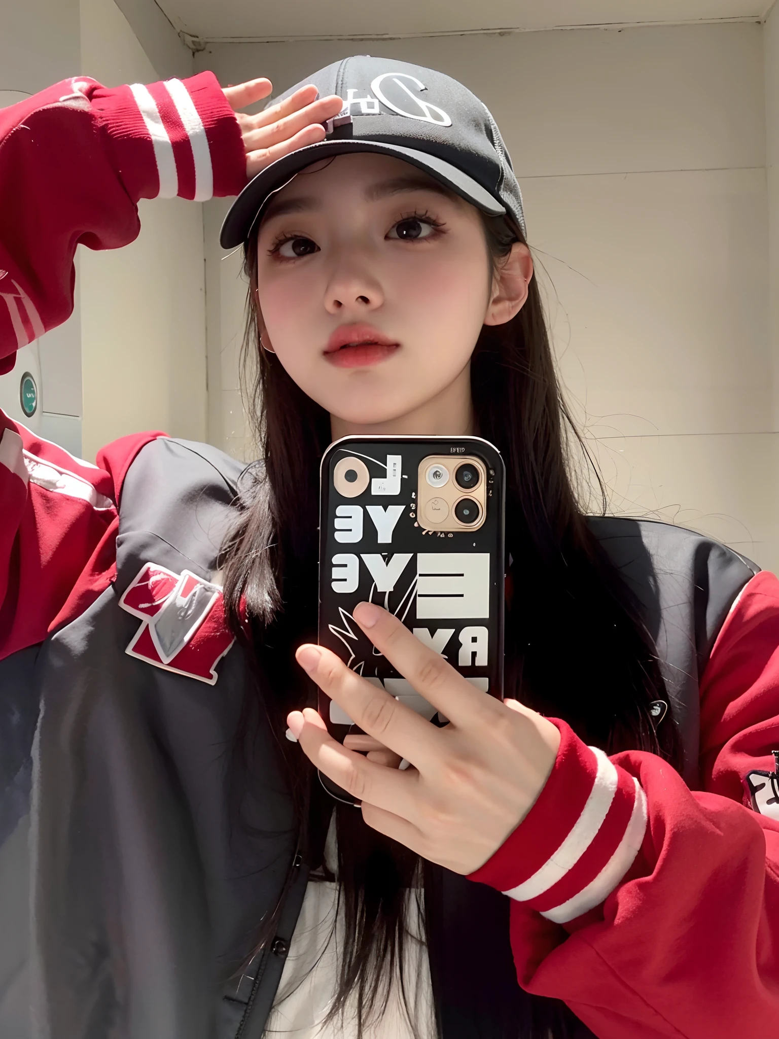 Arapei girl in red jacket and baseball cap selfie, tzuyu from twice, jisoo of blackpink, jisoo from blackpink, Kim Do-young, portrait jisoo blackpink, jossi of blackpink, Lee Ji-eun, lee ji eun, ulzzangs, Shin Jinying, roseanne park of blackpink, jaeyeon nam, kanliu666