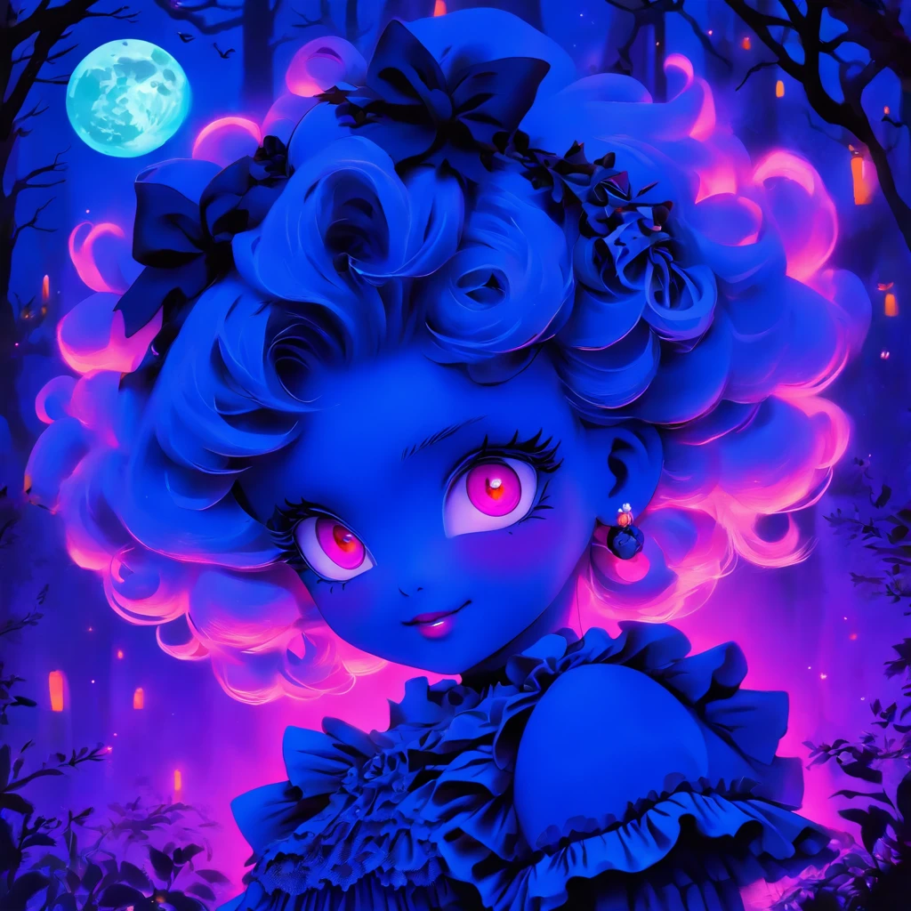 In a moonlit night, a blue-haired gothic lolita casting glowing purple spells. Her eyes, detailed and captivating, filled with determination and a touch of mischief. Her lips, beautifully detailed, curled into an enchanting smile. The intricate lace and ruffles of her gothic lolita attire complement her ethereal presence.

The scene is bathed in an otherworldly glow, with the moon's soft light illuminating the surroundings. A misty forest provides a mysterious backdrop, its trees casting long, eerie shadows. The air is heavy with magic, as swirling purple spells emanate from the lolita's hands.

The artwork showcases the finest craftsmanship, with ultra-detailed strokes bringing the lolita's enchanting presence to life. The colors are vivid, with the purple spells contrasting against the dark blues and blacks of the night. The lighting creates a dramatic atmosphere, emphasizing the magical aura surrounding the lolita.

The medium used for this artwork is a mix of digital illustration and photorealistic rendering. The combination of these techniques creates a unique style that blends fantasy and reality. The attention to detail and the use of physically-based rendering techniques add depth and realism to the artwork.

The overall artistic style is a fusion of gothic and fantasy elements. It portrays a sense of mystery and allure, capturing the essence of the gothic lolita subculture. The color palette is dominated by shades of blue and purple, enhancing the magical atmosphere of the scene.

This prompt aims to generate a high-quality, detailed artwork. The emphasis on realism and the use of professional techniques ensure that every aspect of the artwork is meticulously crafted. The result is a masterpiece that transports the viewer into a world of magical possibilities.

Tags: blue-haired, gothic lolita, glowing purple spells, moonlight, detailed eyes, detailed lips, misty forest, swirling spells, enchanting smile, intricate lace, ruffles, ethereal presence, otherwor