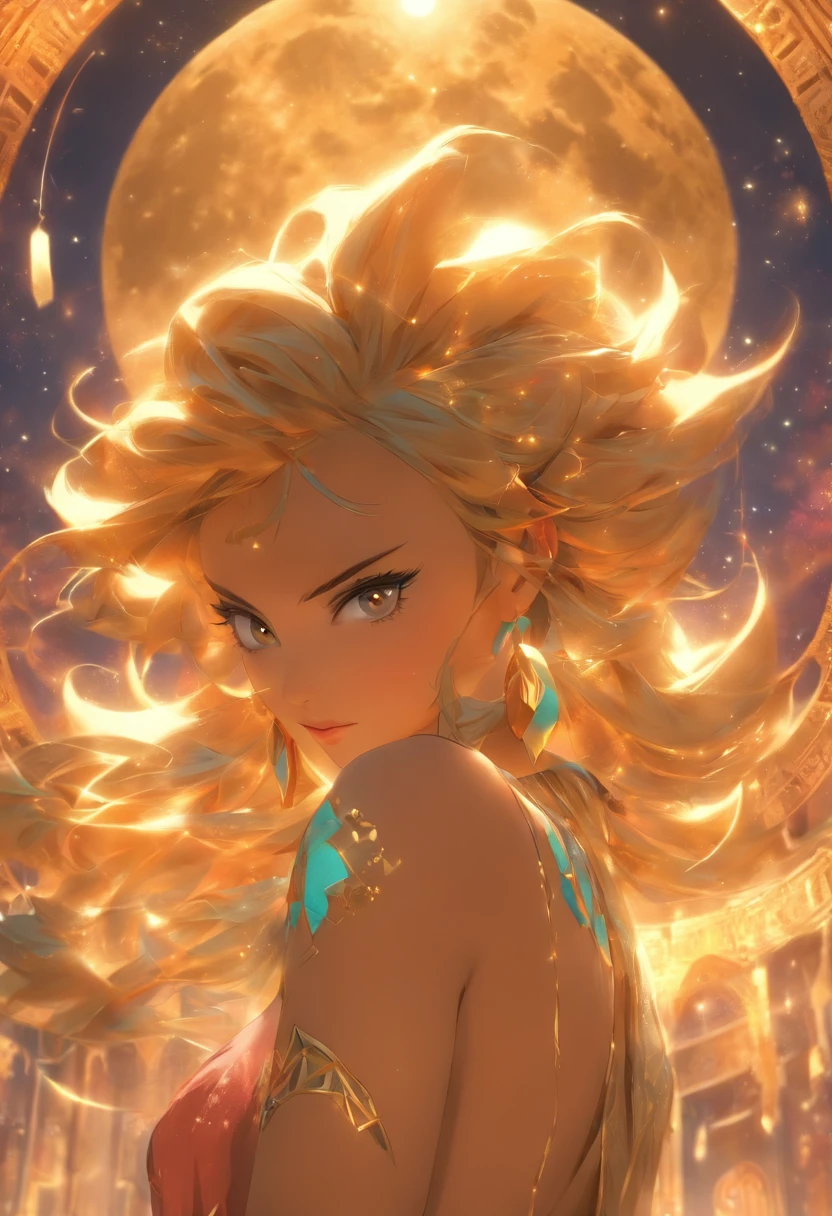 (((deusa do sexo))) best quality, ultra-high resolution, CG detalhado 4K, piece of master,Astarte,arabian woman,short hair,standingn, ((corpo completo)),((Circle of the Waning Moon)),Brincos, colar, Arabic clothes, Phoenician mythology, Arabic painting style, esthetic, Beautiful image, profundidade de campo, centrado na tela