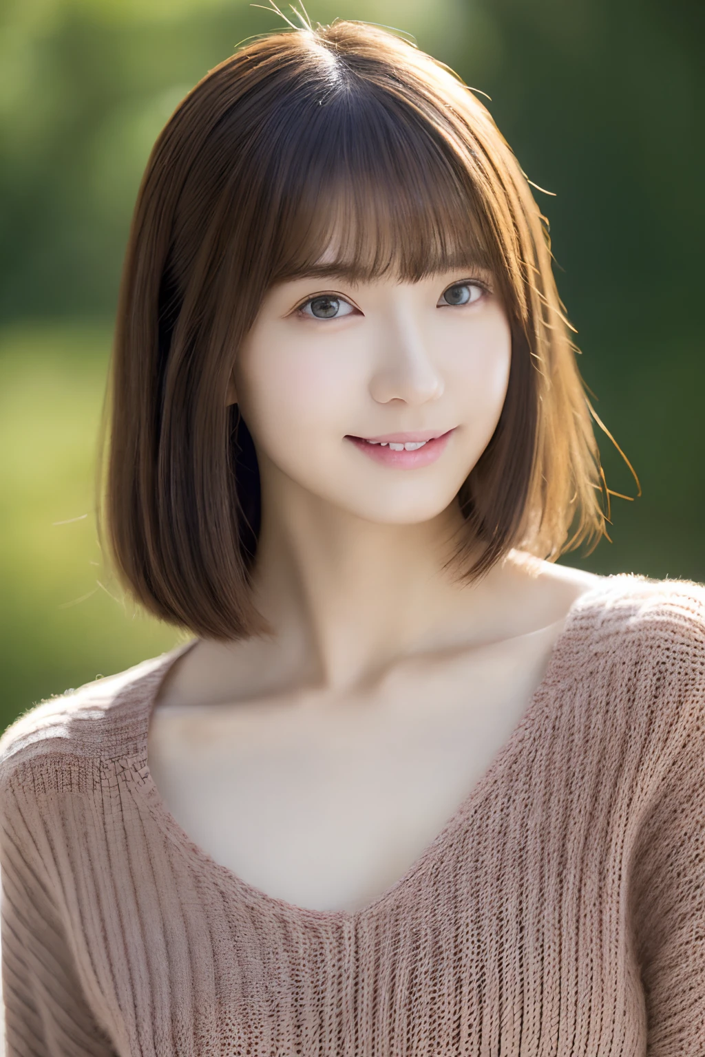 (tmasterpiece:1.3), (8K, Photorealsitic, Raw photography, Top image quality: 1.4), Japan high school girls、(random hair styles:1.2)、nedium breasts:1.2、Super Detail Face、Eye of Detail、二重まぶた、Bring your chest together、foco nítido:1.2、Beautiful woman:1.4、light brown hair、top-quality、tmasterpiece、超A high resolution、(Photorealsitic:1.4)、Highly detailed and professionally lit smile、Loose and lightweight knitwear、Shoulders out、slender、serious facial expression、short detailed hair、Fatal position