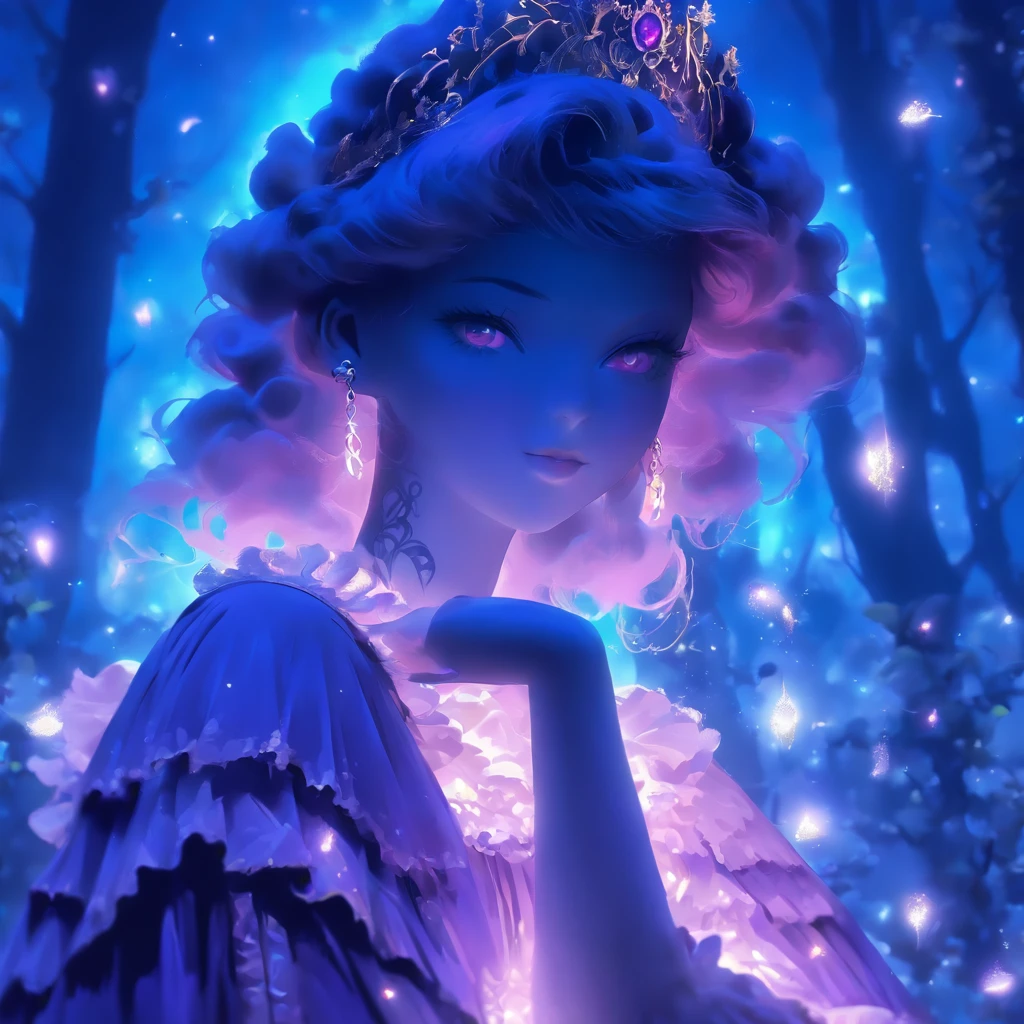 (best quality,4k,highres,masterpiece:1.2),ultra-detailed,realistic,gothic,****ta,short hair,gothic fashion,blue and purple hair,soul spells,casting spells,glowing,gothic ****ta outfit,garden backdrop,enchanted atmosphere,mystical aura,moonlit night,ethereal beauty,dark elegance,porcelain skin,piercing gaze,intense expression Delicate lace,ornate patterns,frills and ribbons, Victorian-inspired accessories,elaborate headpiece,magic sigils,powerful incantations,dancing in the moonlight,fantastical landscape,subtle shadows and highlights,deep contrast of colors,velvet cloak,midnight hues,dramatic lighting,transcendent presence,whimsical and mysterious,hauntingly beautiful fairy tale,vibrant and enchanting。