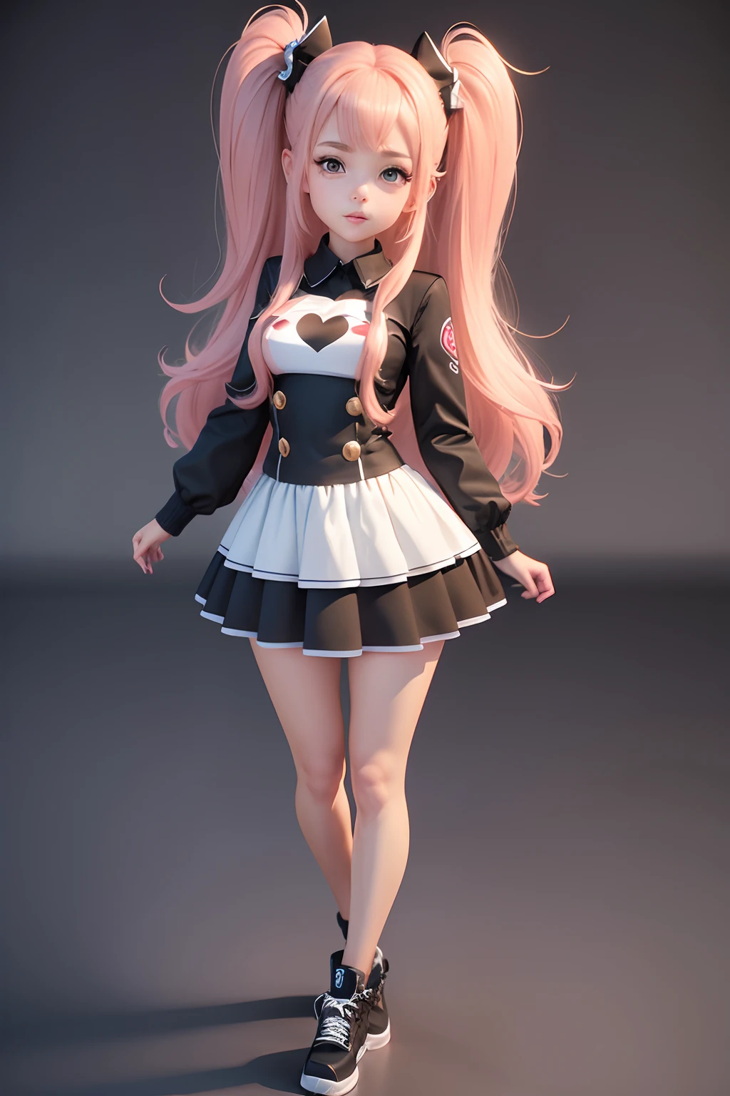 1 extremely cute girl,High quality cartoon pictures,estilo cartoon 3d,Full body like,Moe new big head