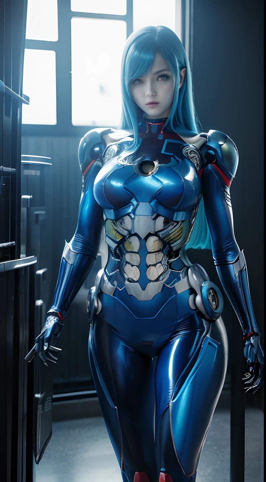Translucent fine blue color mechanical girl, Futuristic girl, ((woman/demon/skeleton/zombie/iron man/Batman/spider-man/Samus Aran)), Mechanical joint, futuristic urban background, ModelShoot style, (Highly detailed Cg Unity 8K Wallpaper), Abstract style beauty,, surrealism, 8K, Super detailed, Best quality, Awarded, Anatomically correct, 16k, Highly detailed
