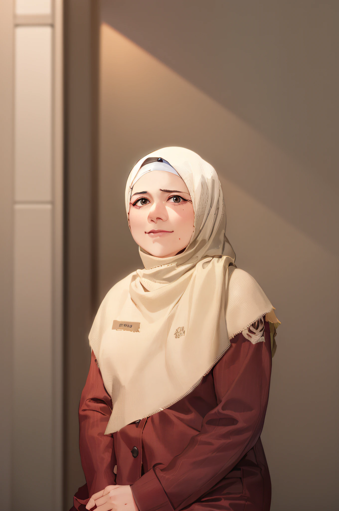 arafed woman in a tan scarf sitting on a red bench, faridah malik, full protrait, h. kyoht luterman, protrait, 1128x191 resolution, portrait image, kuntilanak, hijab, muira, serena malyon, potrait, close portrait, portrait n - 9, profile portrait, teacher
