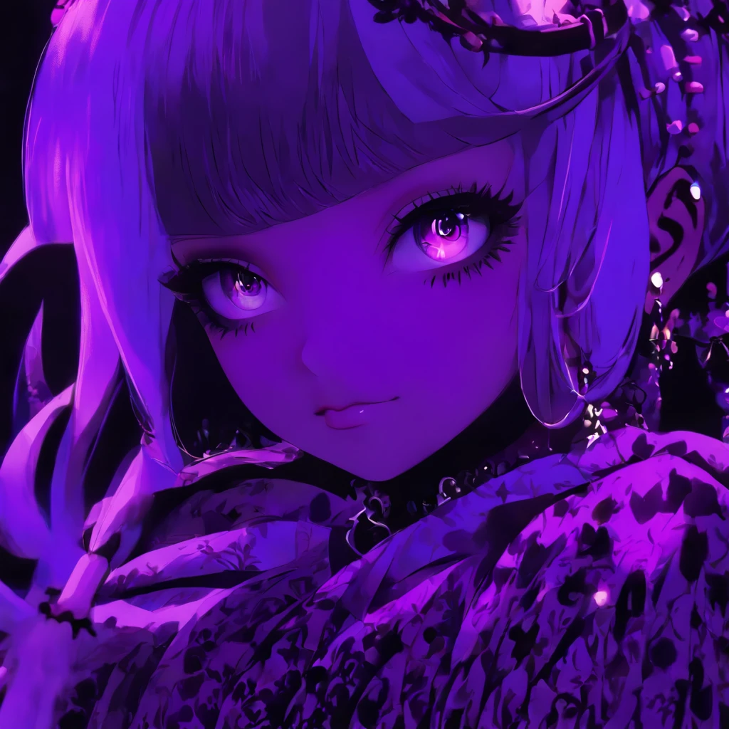 Gothic ta with purple shaved head