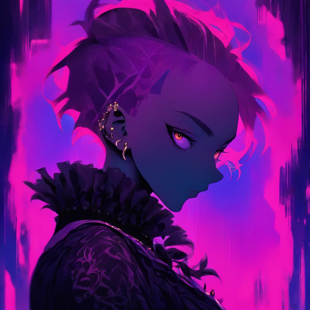 androgynous male Gothic ta with purple shaved head