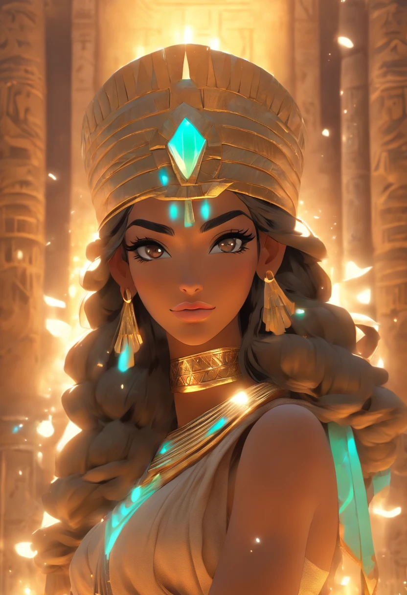 (((Phoenician Goddess))) best quality, ultra-high resolution, 4K detailed CG, master piece,ANATE,Arab woman,atef,((Egyptian crown)),holding a club, necklace, Arab clothing, ((( standing)))Phoenician mythology, Arabic painting style, aesthetics, Beautiful image, depth of field, centered on canvas, full body