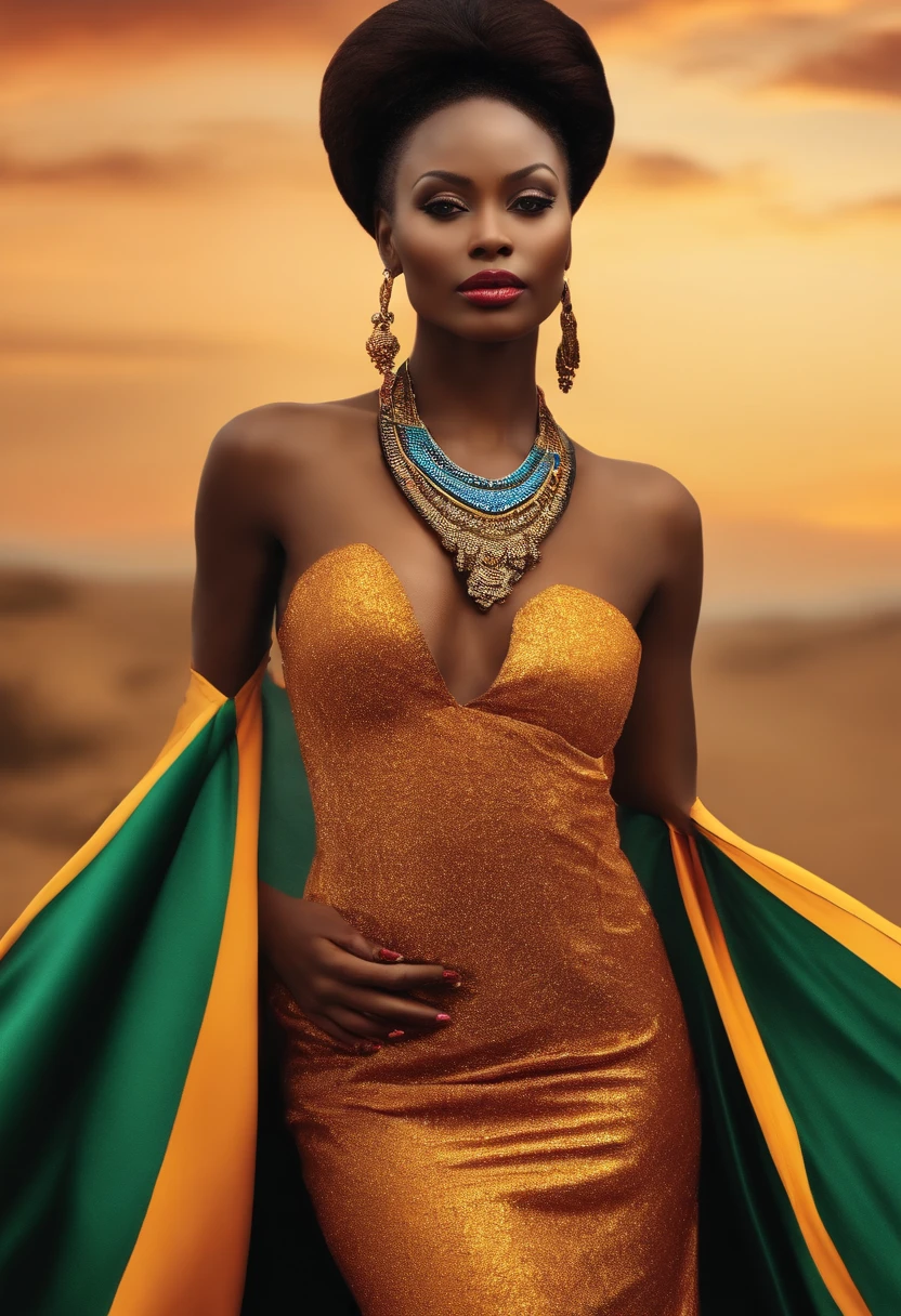 Sensuel, belle, attractif, African with neckline