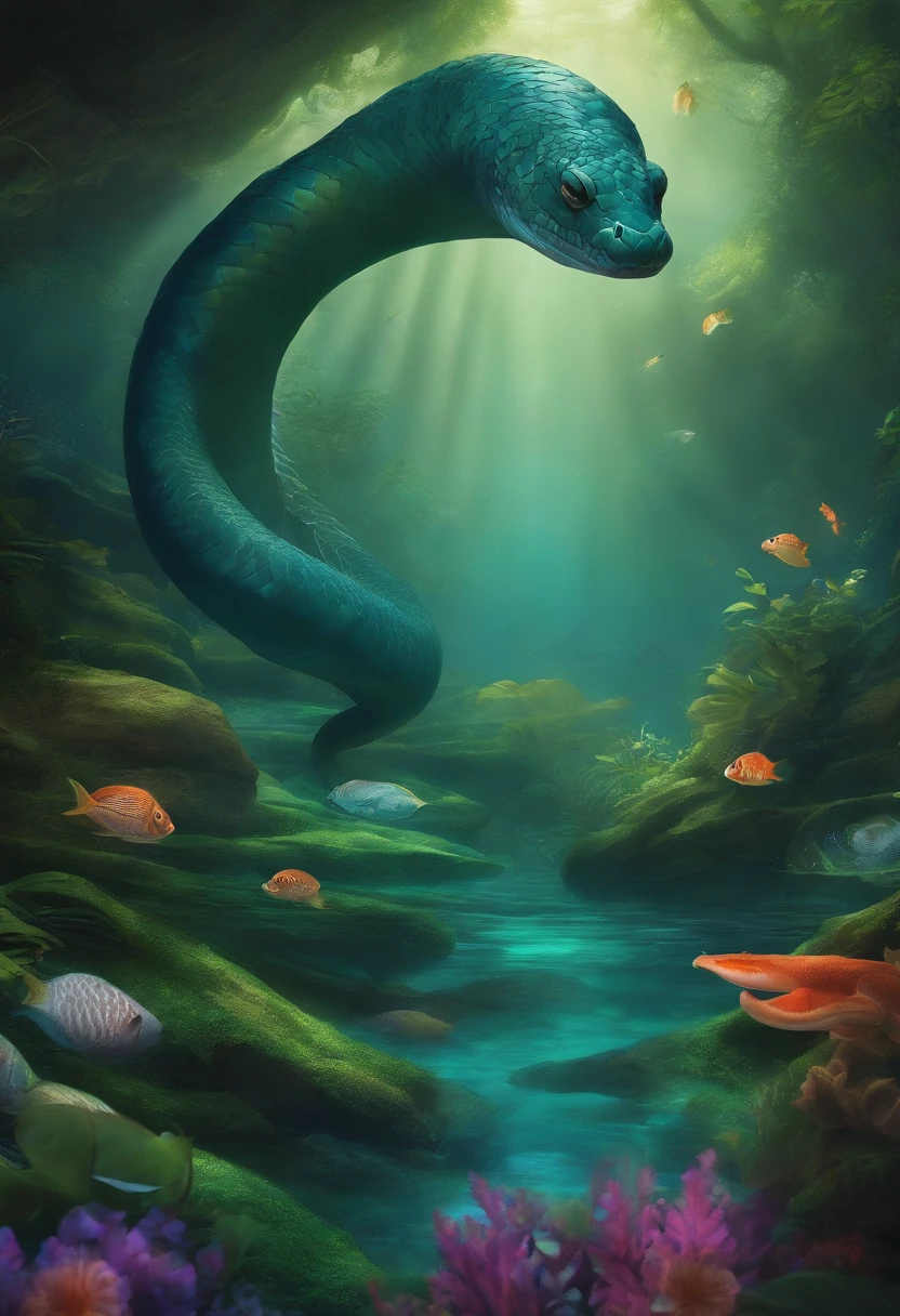 uma serpente de anime enorme dos mares