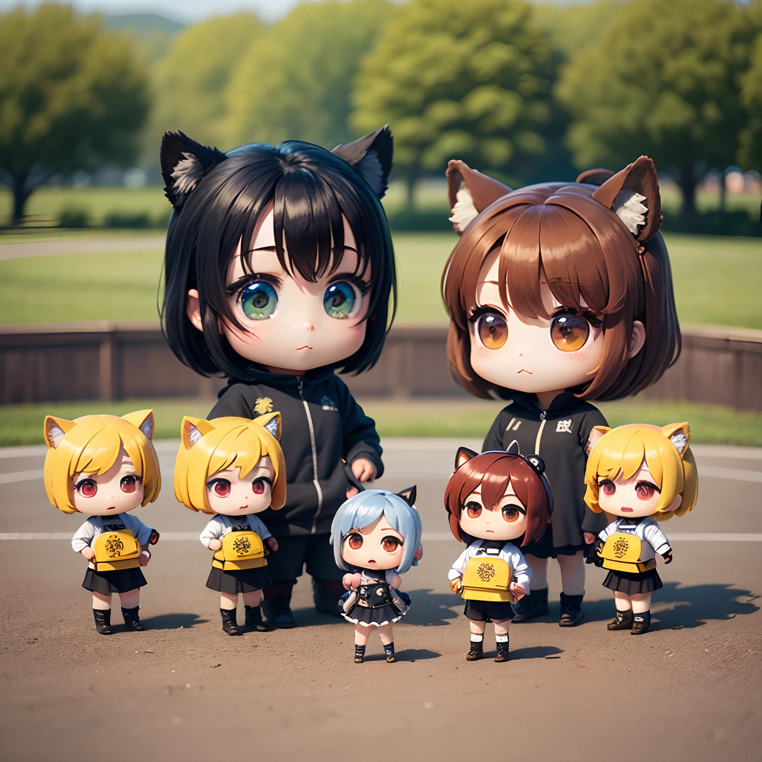 masterpiece、top-quality、ultra-detailliert、(Chibi Chara:1.2)、独奏、field day、relay、Batons、run、
