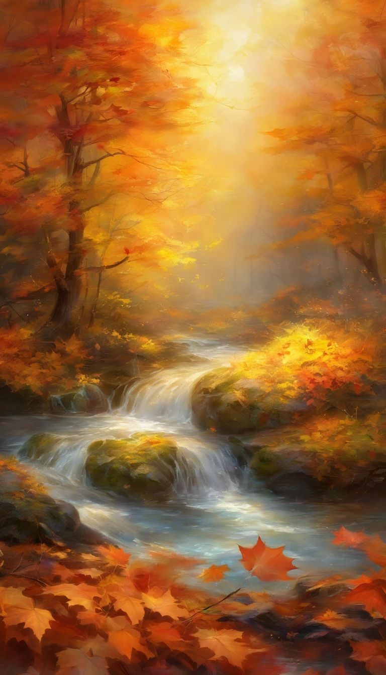 Cold autumn,There is frost on the maple leaves,Close-up of leaves,Late autumn view,Scenic beauty,Heaven and earth are pure,Autumn colors are clear,Everything was beautiful,Golden autumn,Water dew condensation,Reflects a dazzling light,A masterpiece of photography,Super clear,detail-rich