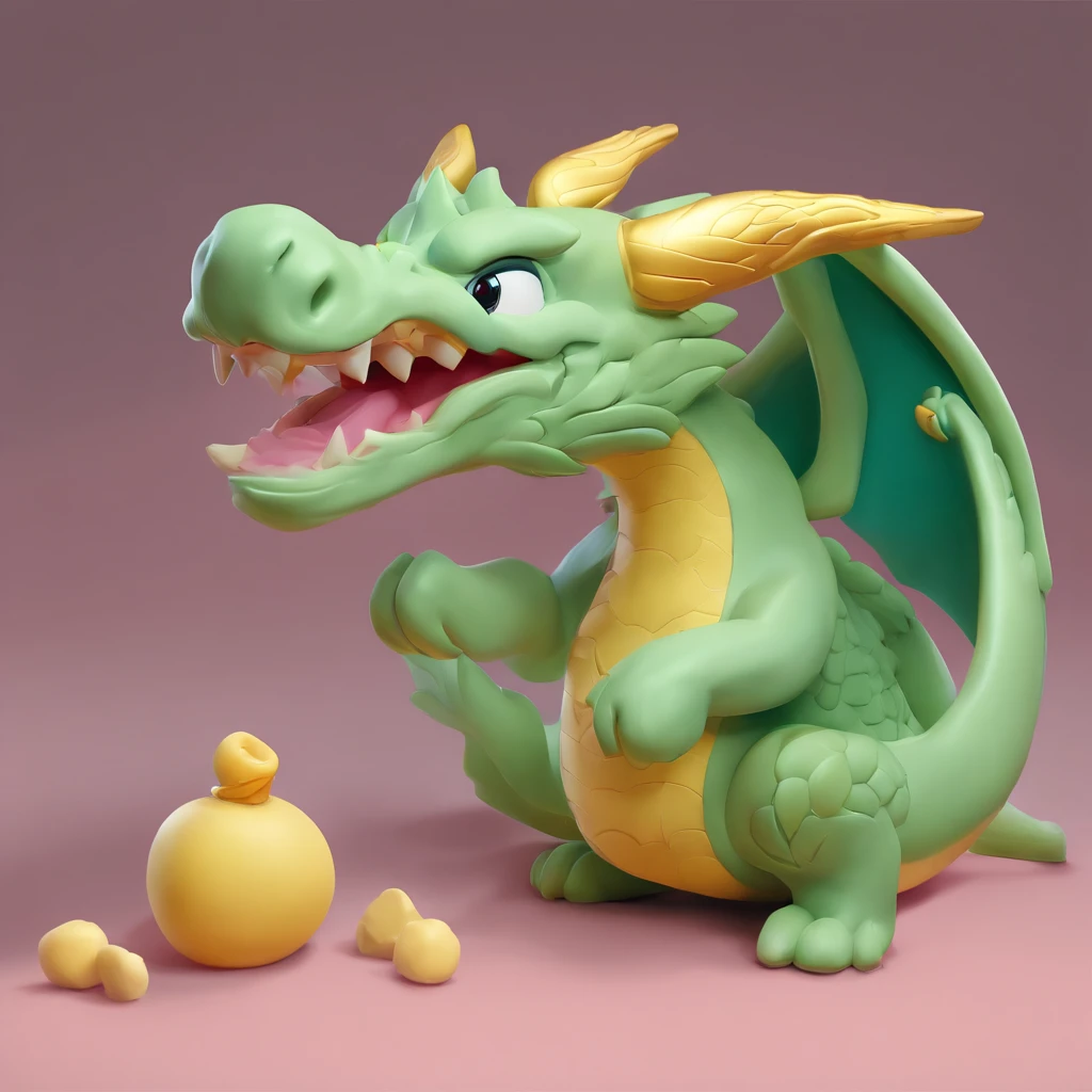 There is a green dragon with a golden bell on its head, Cute detailed digital art, lovely digital painting, cute little dragon, author：tooth wu, style of wlop, adorable digital art, [ trending on CGSociety ]!!, by Russell Dongjun Lu, Phlegm sputum, phlegm! pastel colour, 🌺 CGSesociety, by Yang J, Trends in CG society