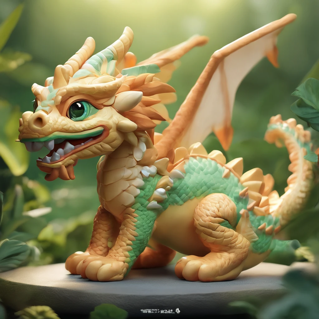 There is a green dragon with a golden bell on its head, Cute detailed digital art, lovely digital painting, cute little dragon, author：tooth wu, style of wlop, adorable digital art, [ trending on CGSociety ]!!, by Russell Dongjun Lu, Phlegm sputum, phlegm! pastel colour, 🌺 CGSesociety, by Yang J, Trends in CG society