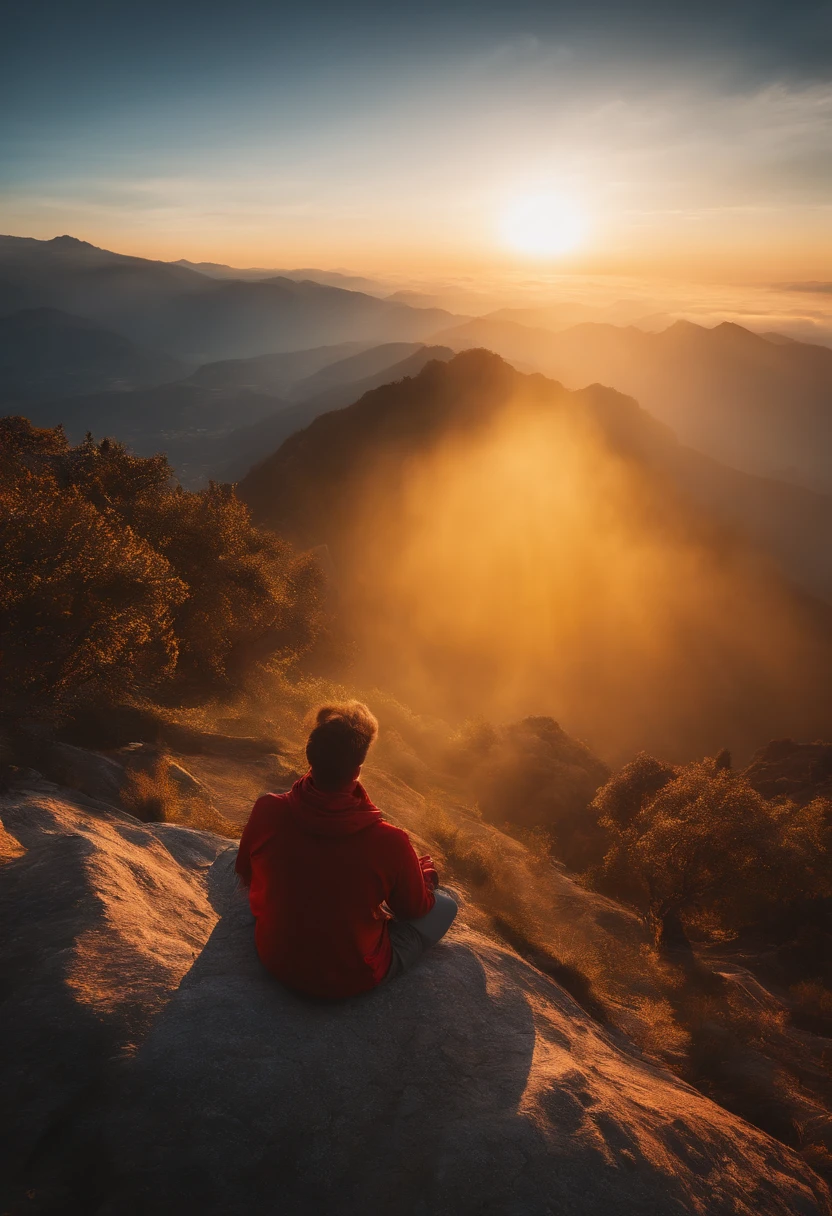 People meditate on the top of the mountain,,sunraise, Ultra photo realsisim