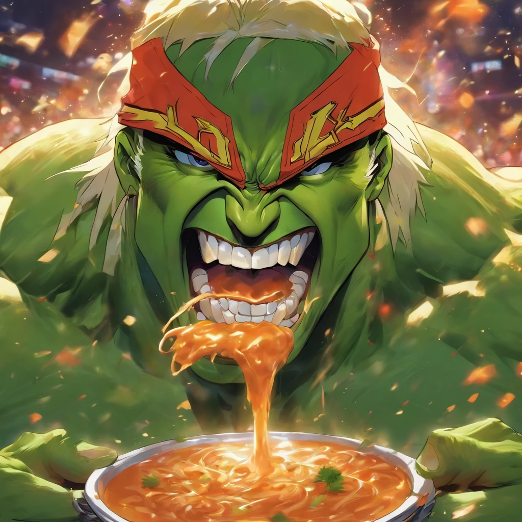 wrestler Hulk Hogan eating soup