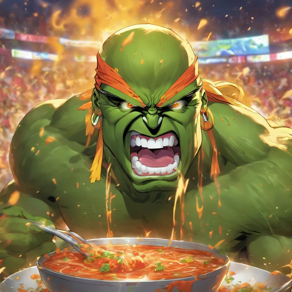 wrestler Hulk Hogan eating soup