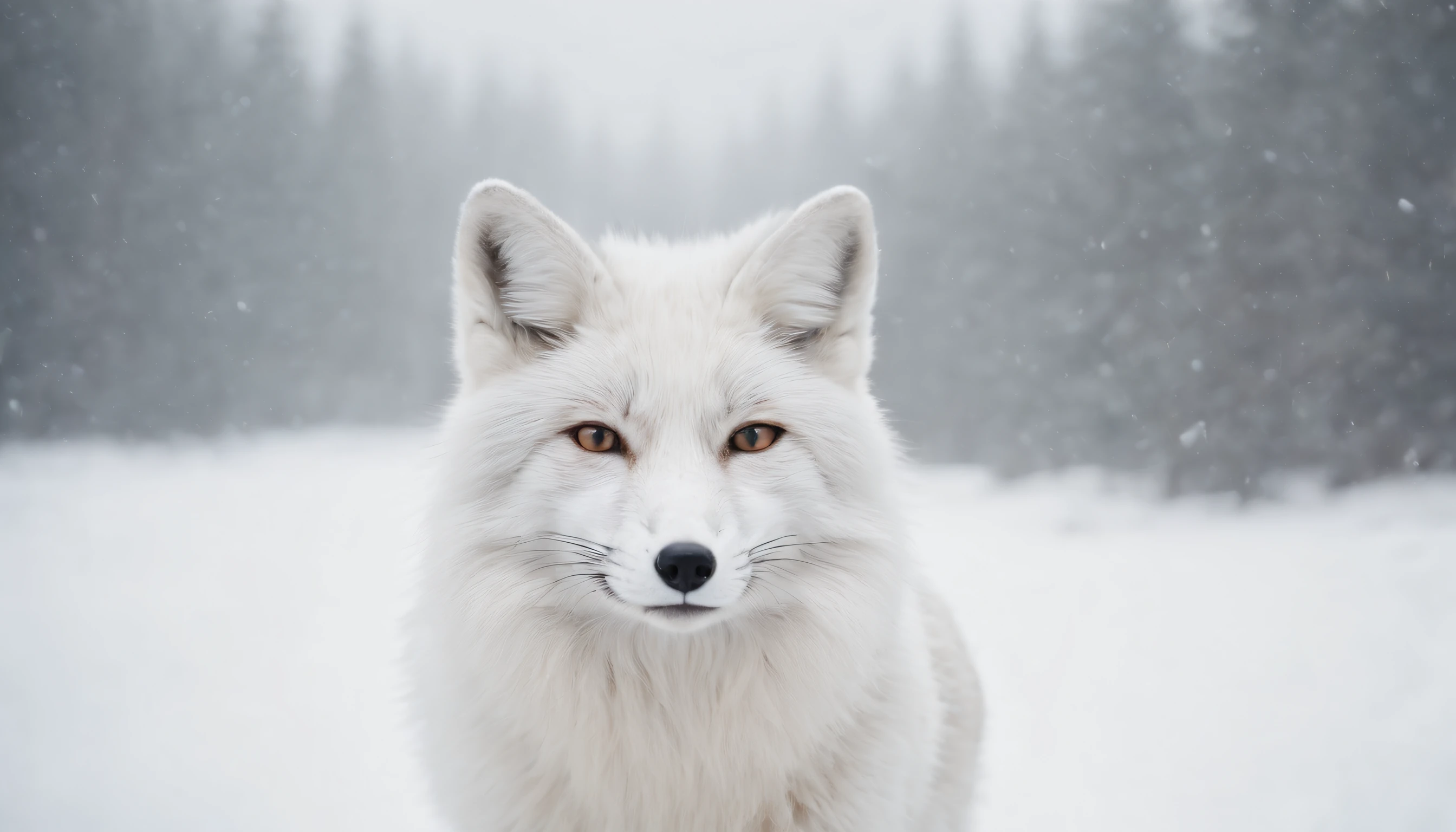 a [white fox] walking through a portal | in the style of zen buddhism influence and post-apocalyptic landscapes | winter season, snow | portrait paintings; mote kei; iconic; realistic portrayal