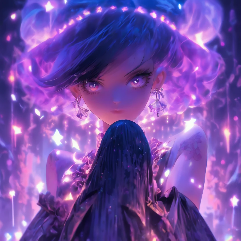 androgynous male Gothic ta with purple shaved head, casting glowing soul spells while wearing loliress