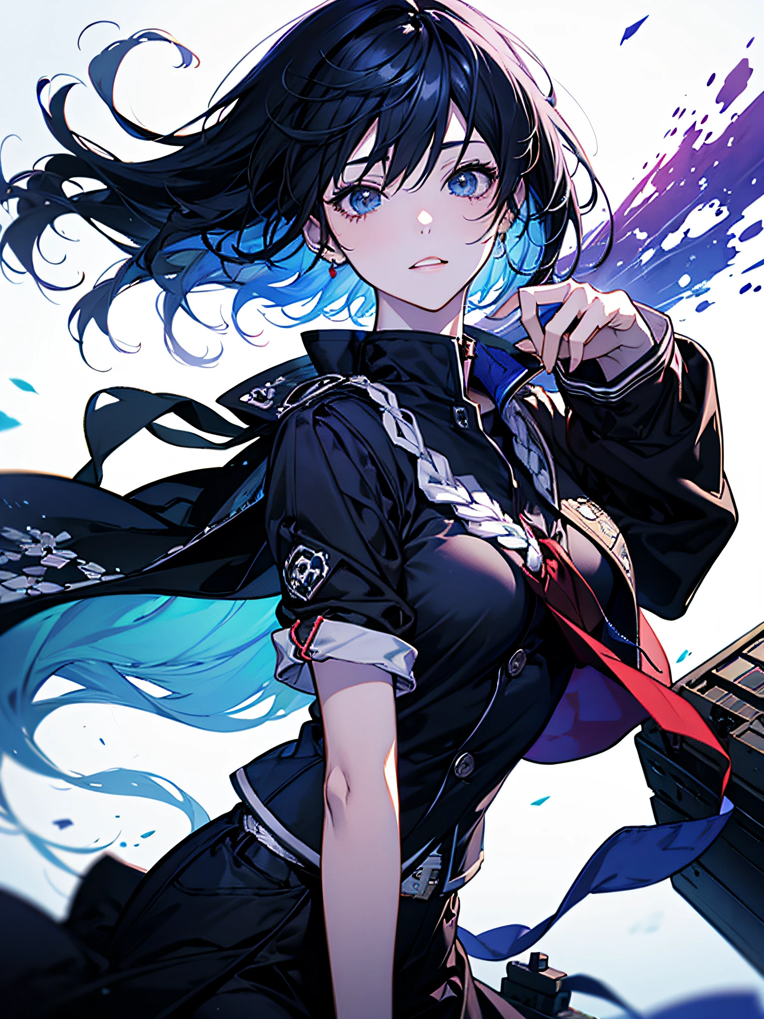 Menina anime com cabelo longo andando em uma plataforma de trem, kantai collection style, Metralhadora, Konpeki no Kantai, Kantai Collection Arcade, Kancolle, Estilo Makoto Shinkai, visual anime de uma menina bonito, Makoto Shinkai Estilo de Arte, menina bonita do anime high school, estilo anime 4K, arte oficial, Makoto Shinkai